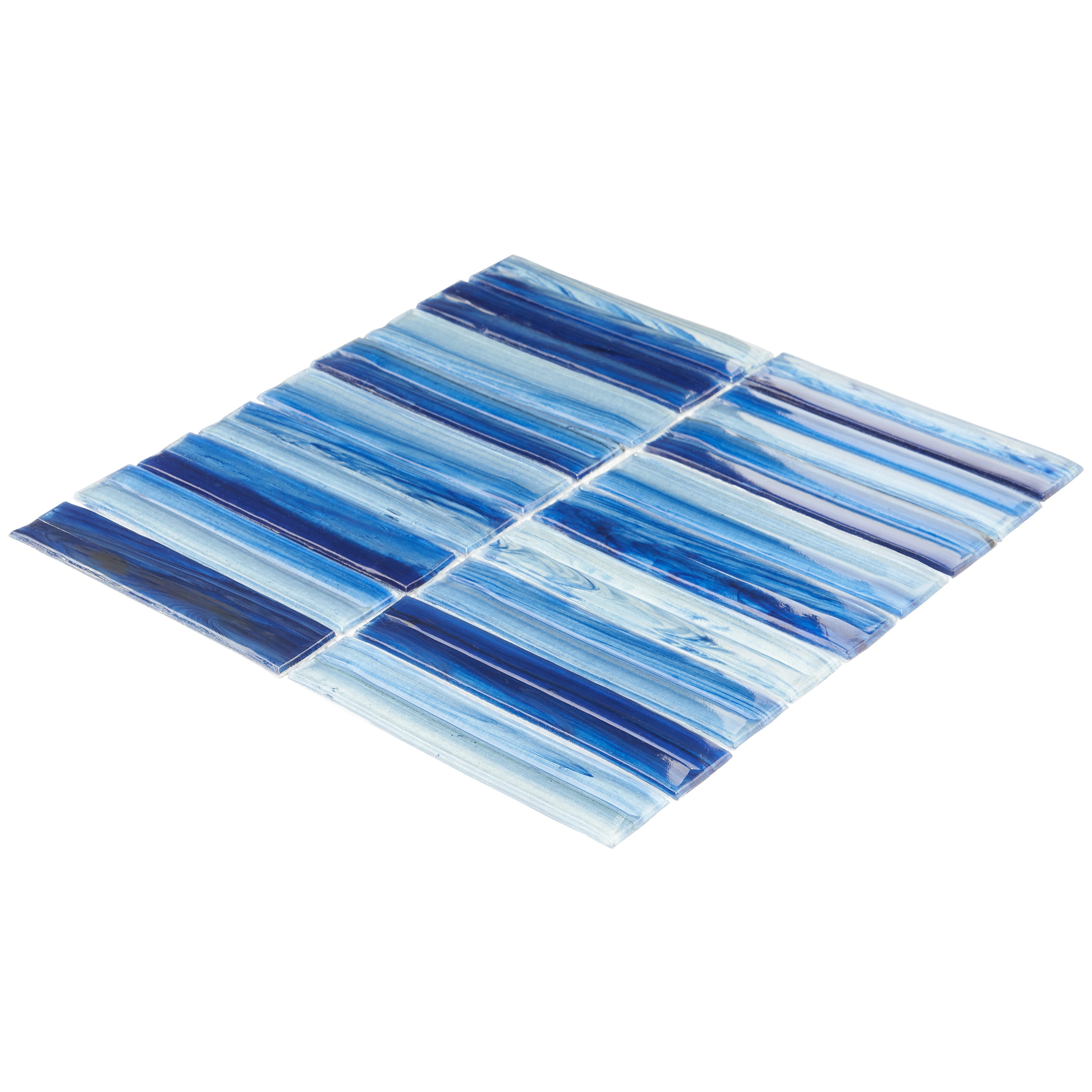 Tara Blue Polished Glass Mosaic Wall Tile