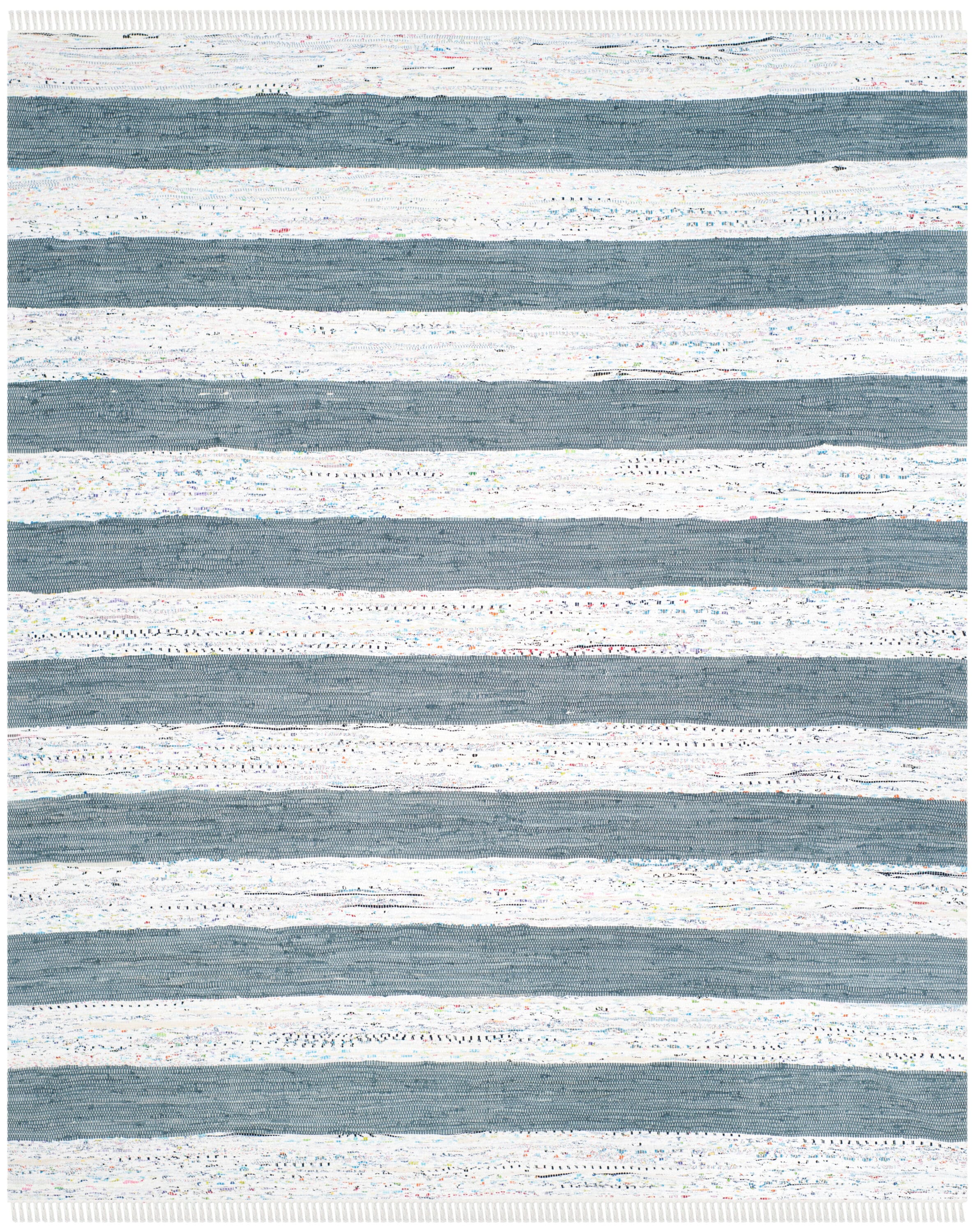Safavieh MTK720A-8 Montauk Estero 8 x 10 (ft) Cotton Ivory/Gray Rectangular Indoor Stripe Coastal Area rug