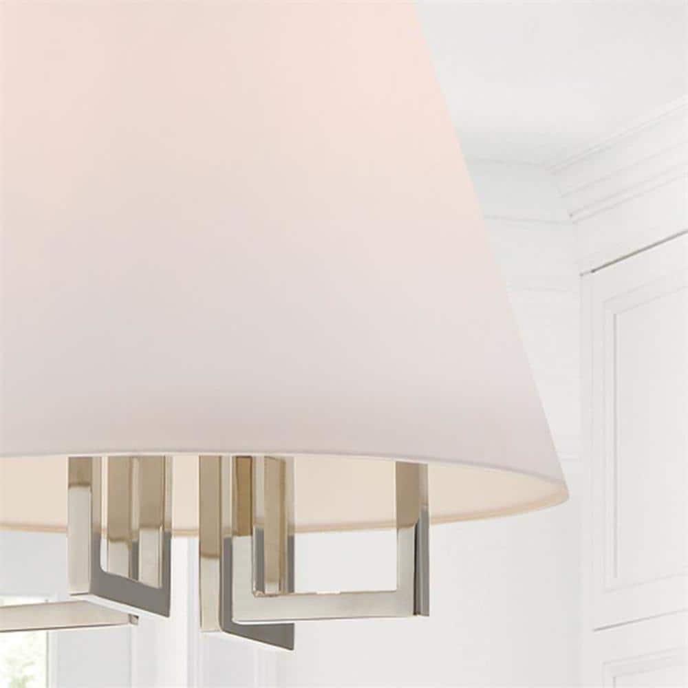 Polished Nickel Mini Chandelier with Silk Shade
