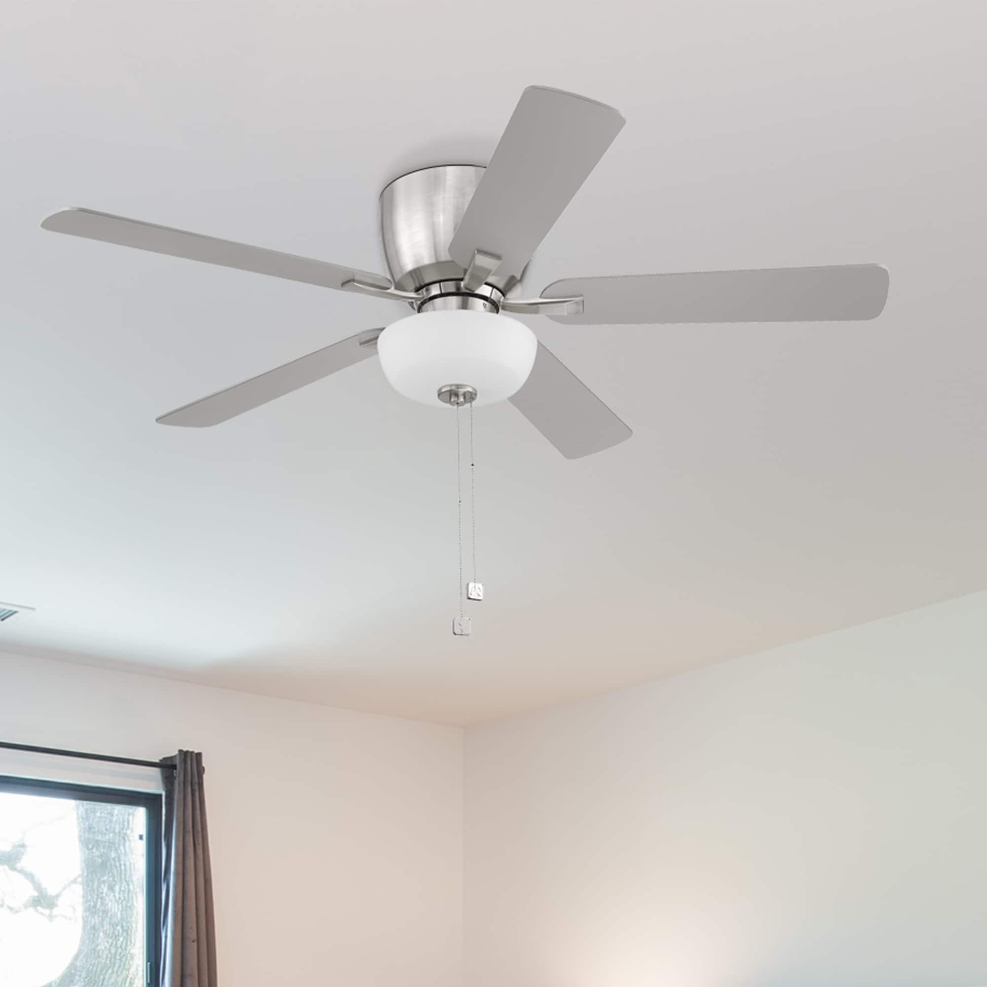 Designers Fountain FHP-GLT52B3-BN Gallant 52-in Outdoor Flush Mount Brushed Nickel with Silver Blades Ceiling Fan With Light ( 5 -Blade )