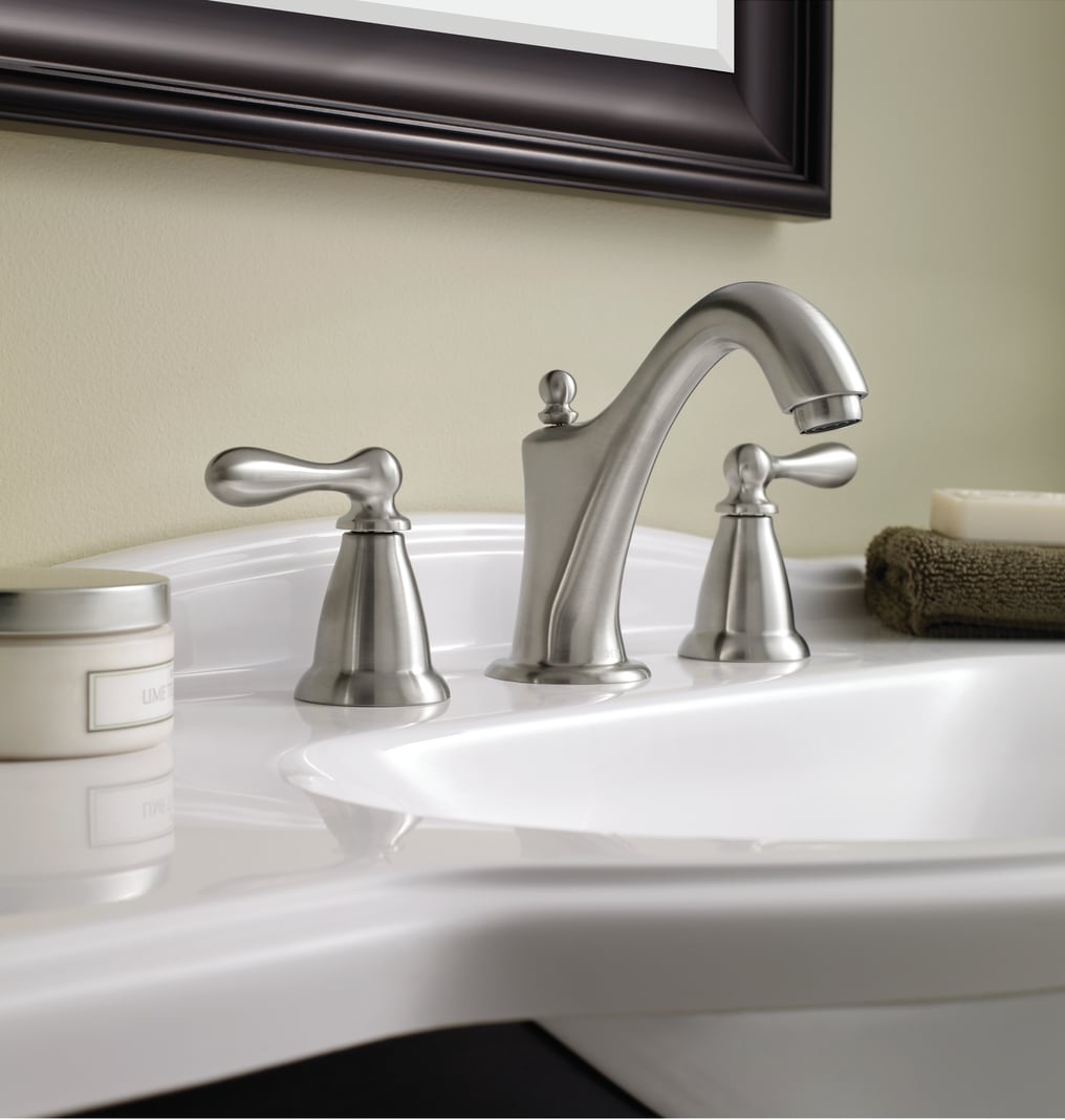 Moen Caldwell Brushed Nickel Widespread 2 Handle WaterSense Bathroom   01318281 