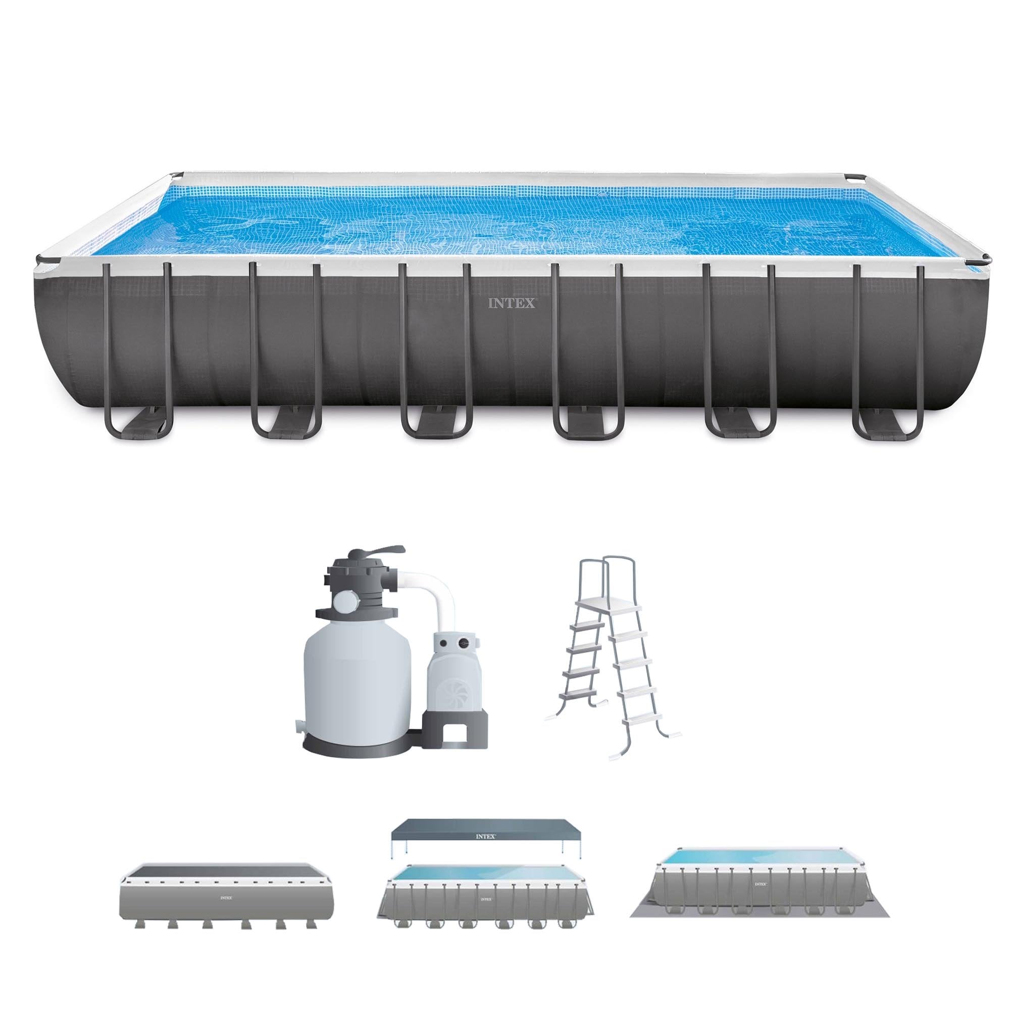 Cilia omringen Voorstellen Intex 24-ft x 12-ft x 52-in Rectangle Above-Ground Pool in the Above-Ground  Pools department at Lowes.com