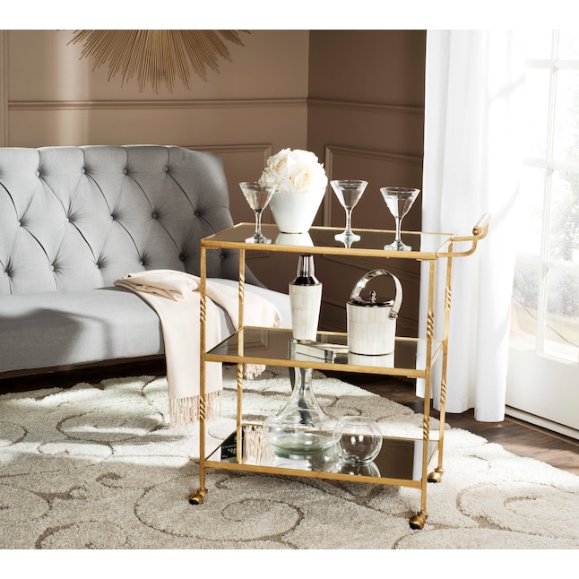 Safavieh Aurelius 29.8-in x 33.6-in Gold Rectangle Server Bar Safavieh Aurelius 29.8-in x 33.6-in Gold Rectangle Server Bar