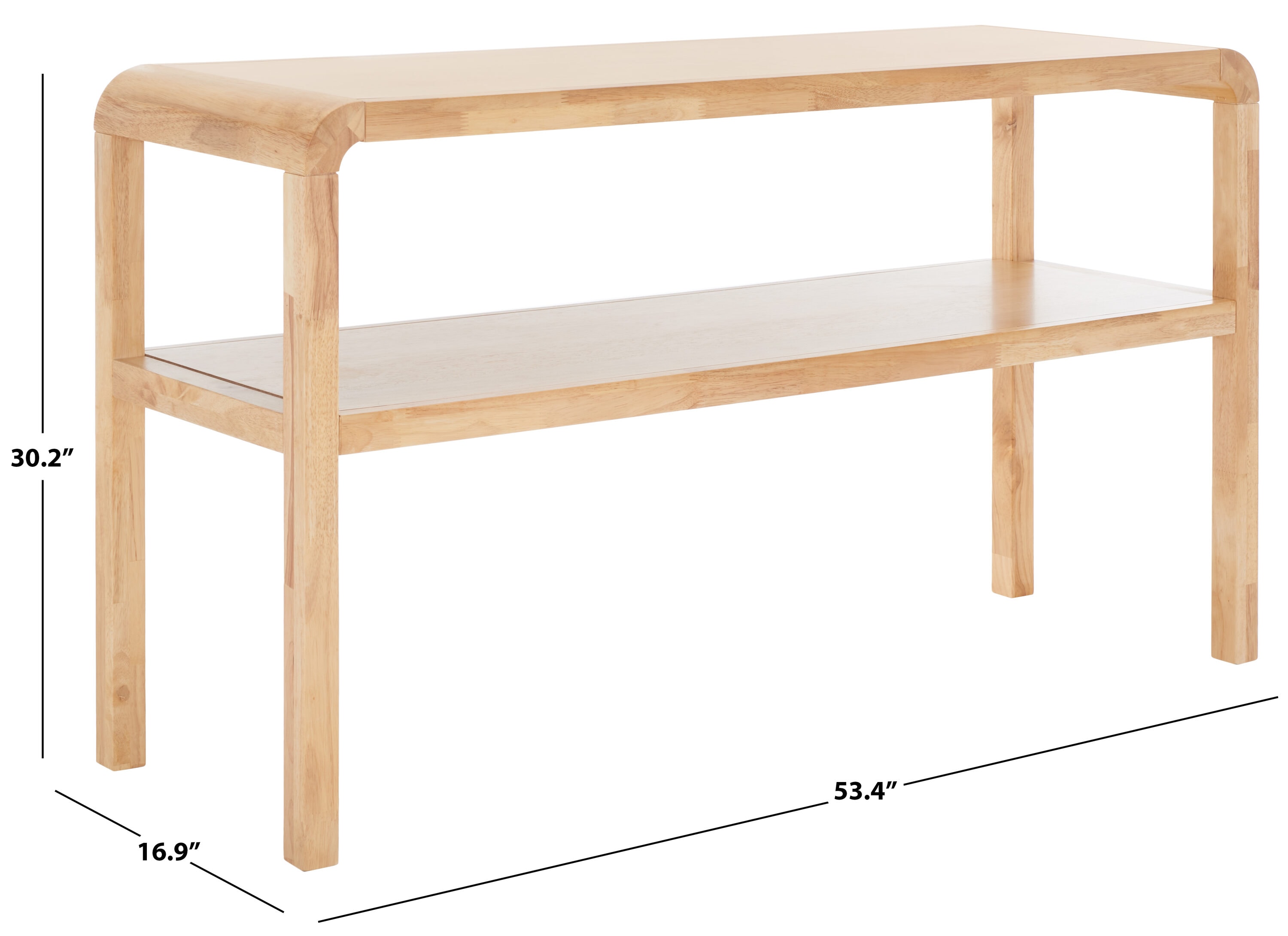 Omara Natural Solid Wood 53'' Modern 2-Tier Console Table
