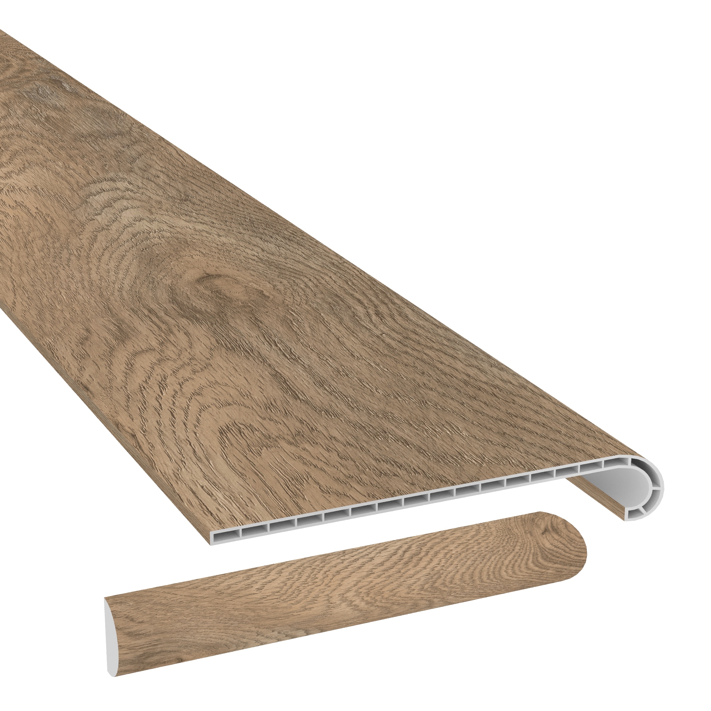 CALI 7904005421 Aqua Tough 49.8 x 12.2 x 1.73 Tourmaline Toast Vinyl Reversible return Eased edge Stair Tread