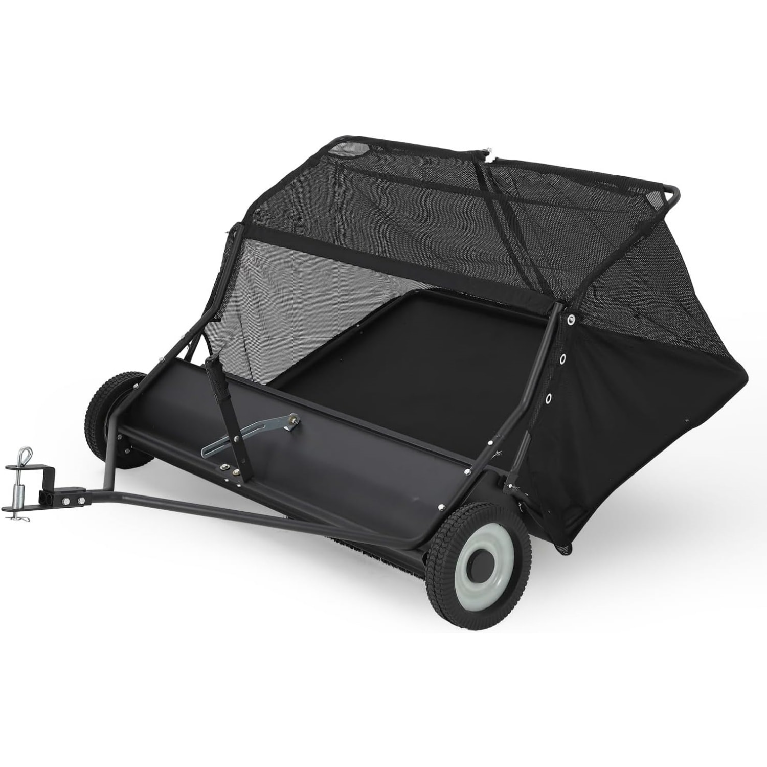 IdealHouse - 42 Inch Tow Behind Lawn Sweeper Heavy Duty Yard Sweeper with 21 Cu.Ft Large Hopper A...