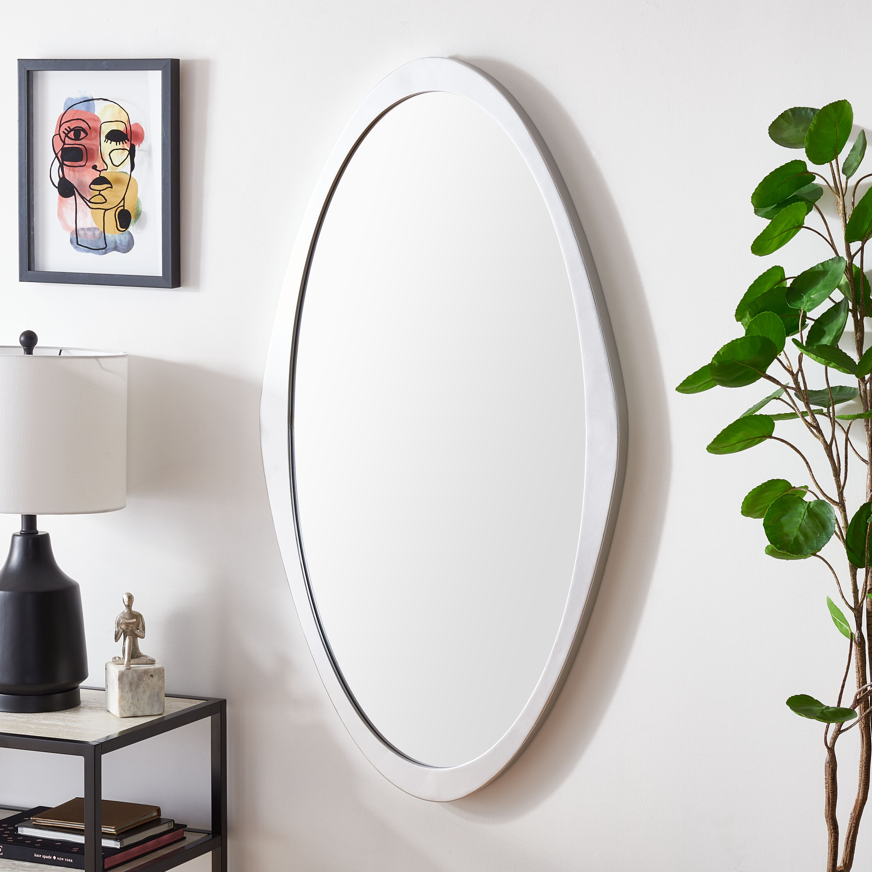 Safavieh MRR8002A Cassini 25 W x 47 H Oval Silver Framed Full Length Wall Mirror