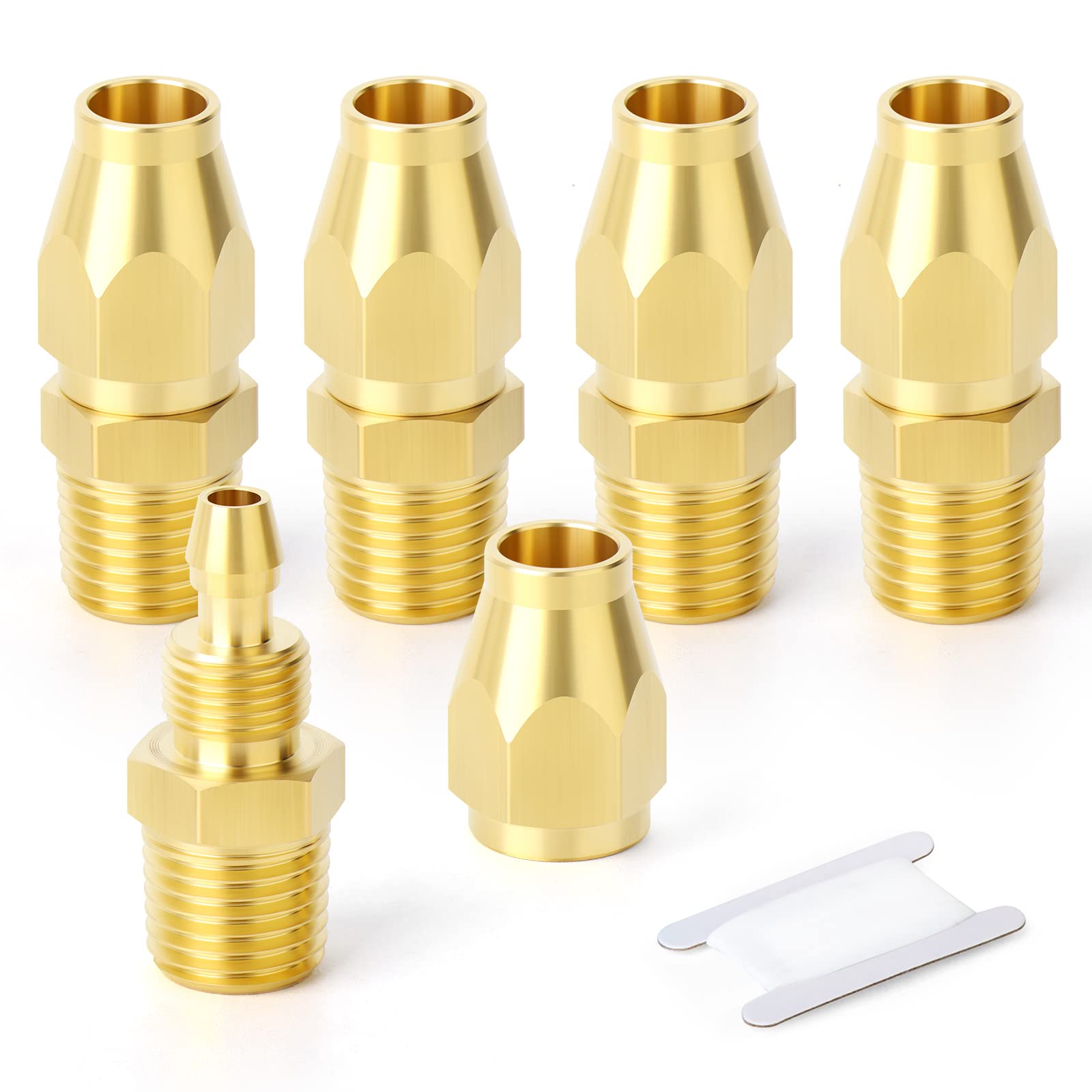 AKSCYZM  5 pcs Brass Pneumatic Hose End Repair Fitting for Quarter Inch ID and Five Sixteenth Inch OD Air Hose Quarter Inch NPT Rigid Extension