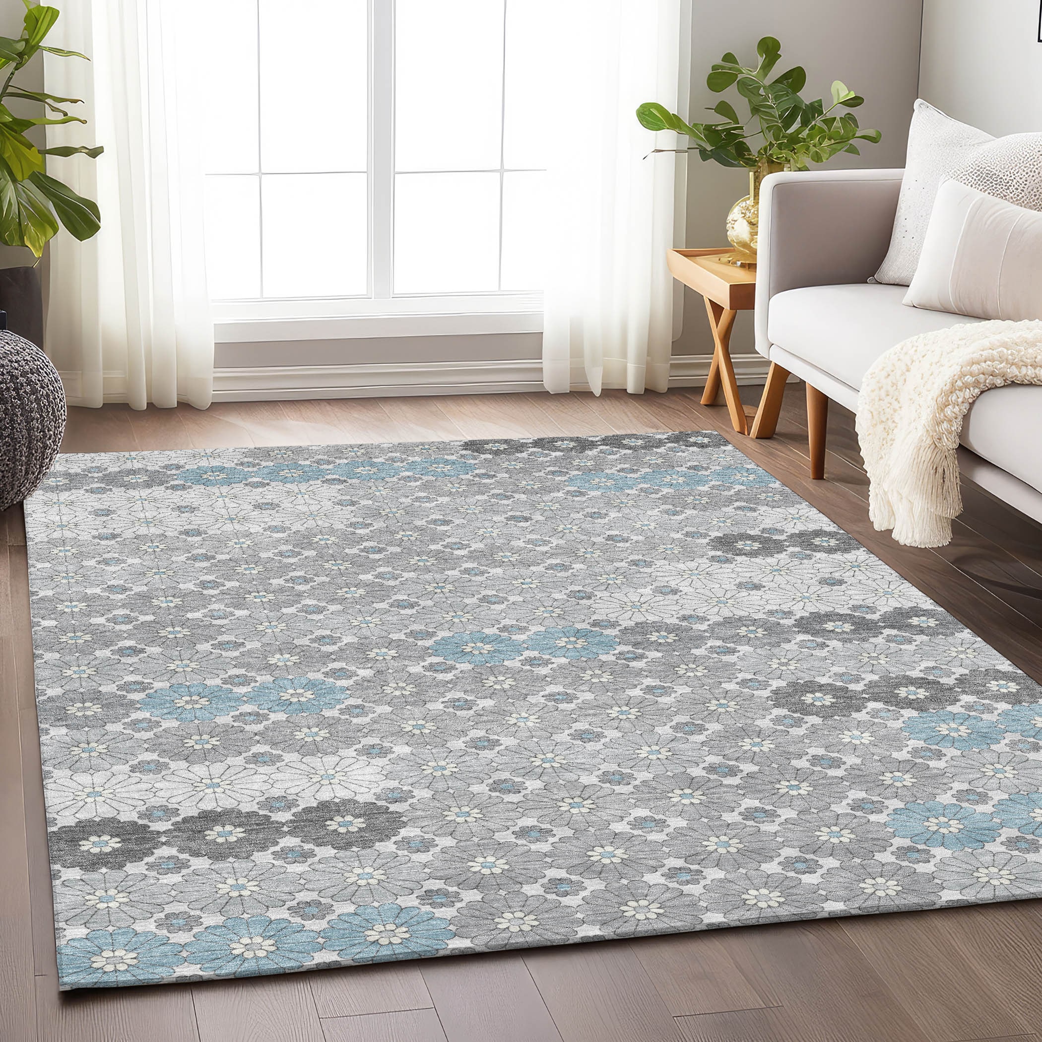 Addison Rugs ACN1678SV9X12 Chantille ACN1678SV 9 x 12 (ft) Loomed Polyester Silver Rectangular Indoor/Outdoor Machine washable Area rug