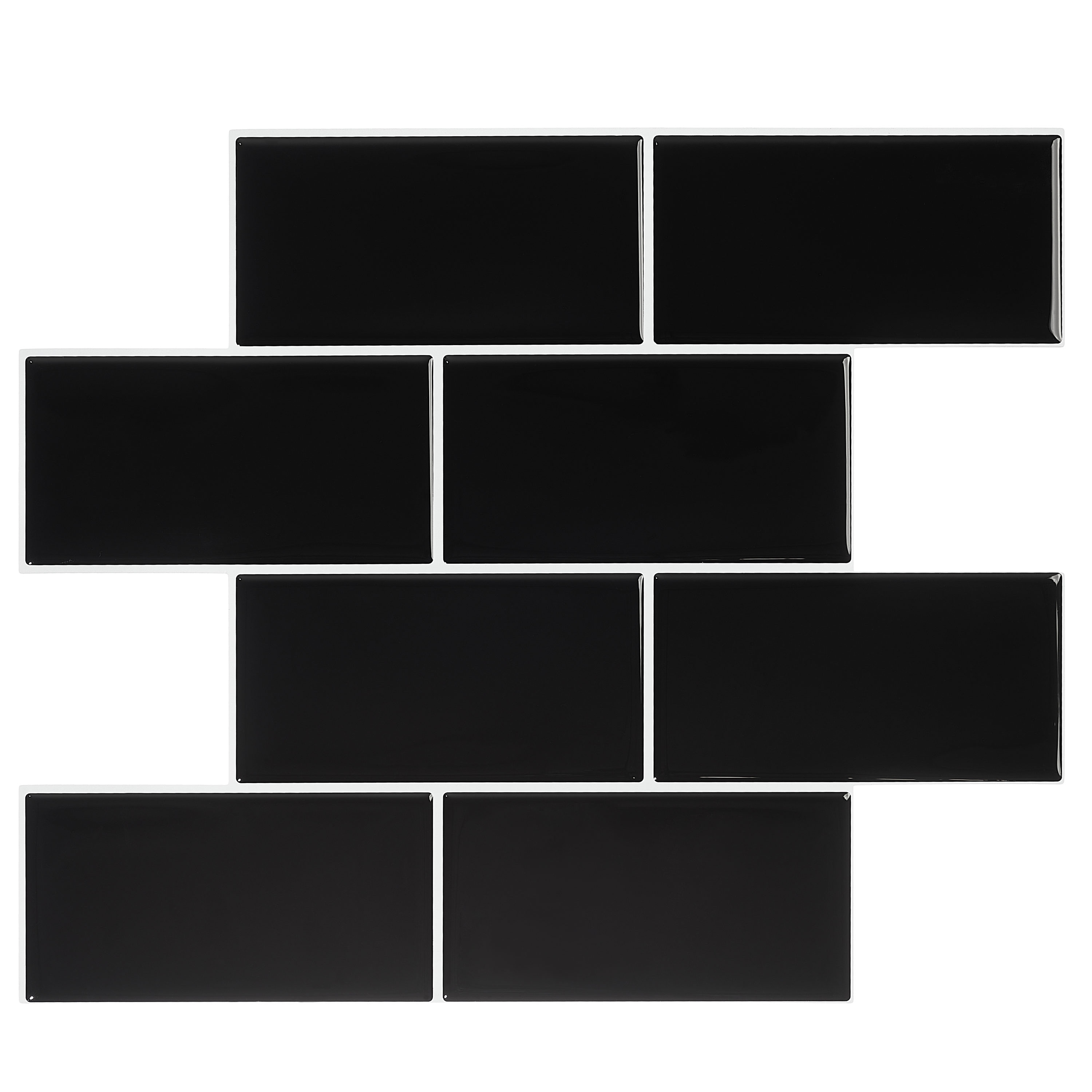 Avant Decor GLT005-SMP Sample - Splash Black 6-in x 6-in Multi-finish Resin Subway Wall Tile
