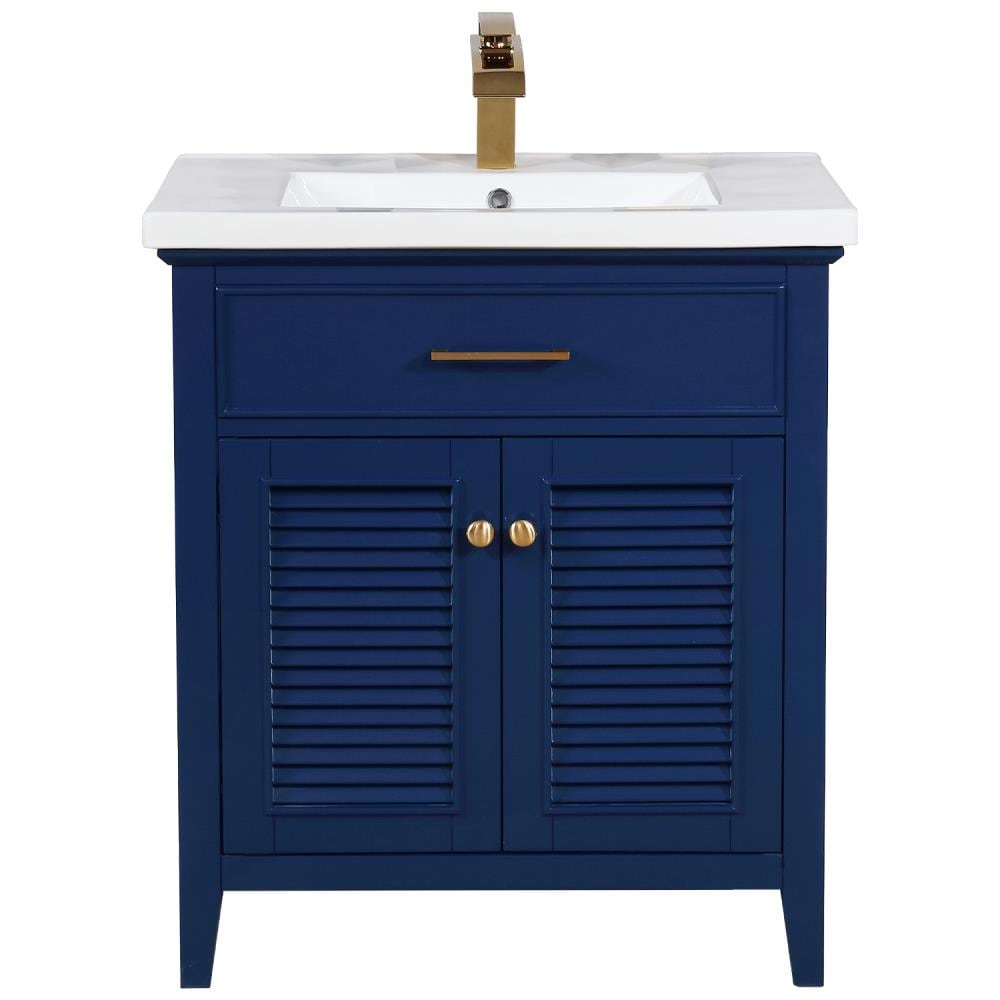 Blue Single Sink Bathroom Vanity, 30 Inch Bath Vanity With Top