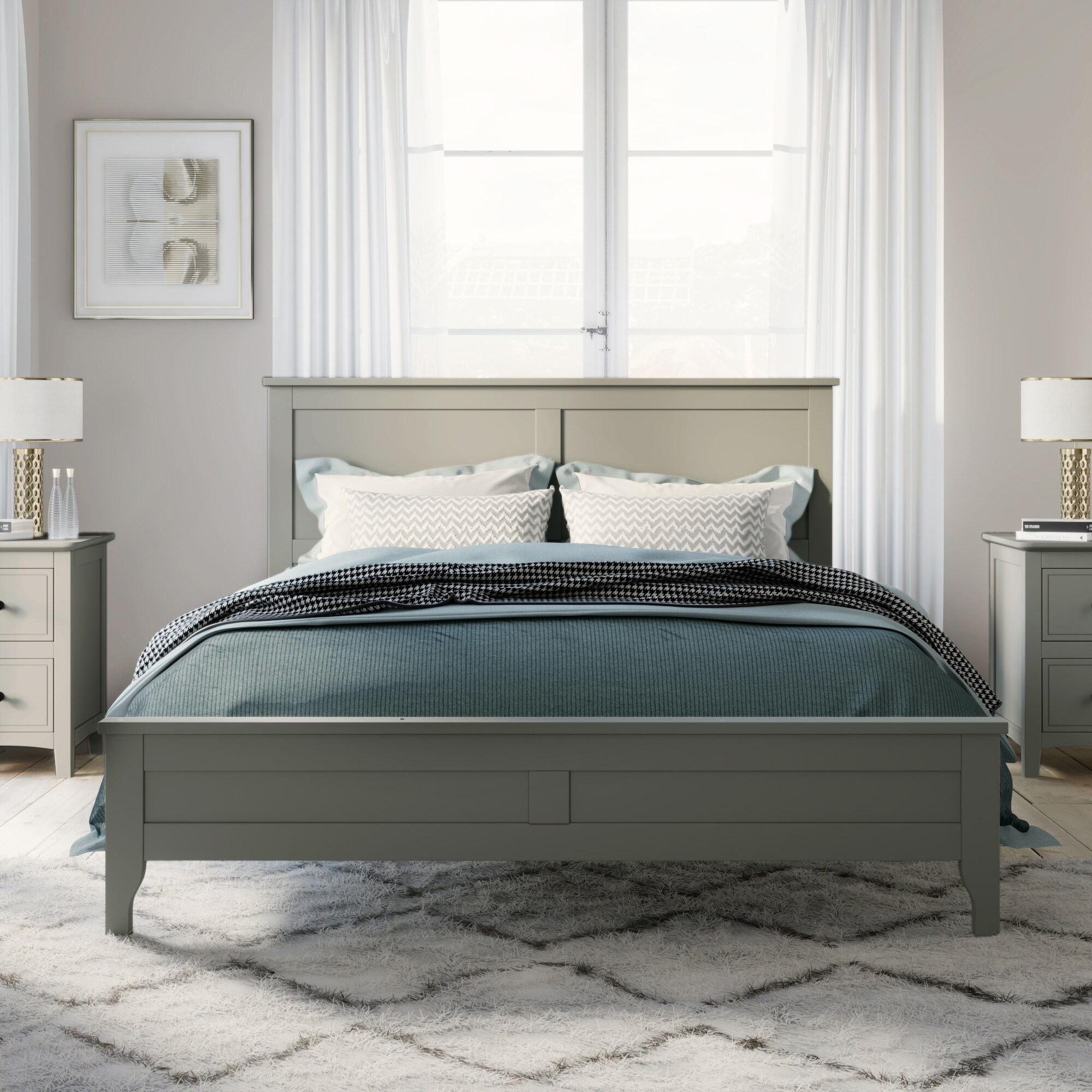 JIMSMAISON JMBBFB90GR-F Gray Full Composite Platform Bed