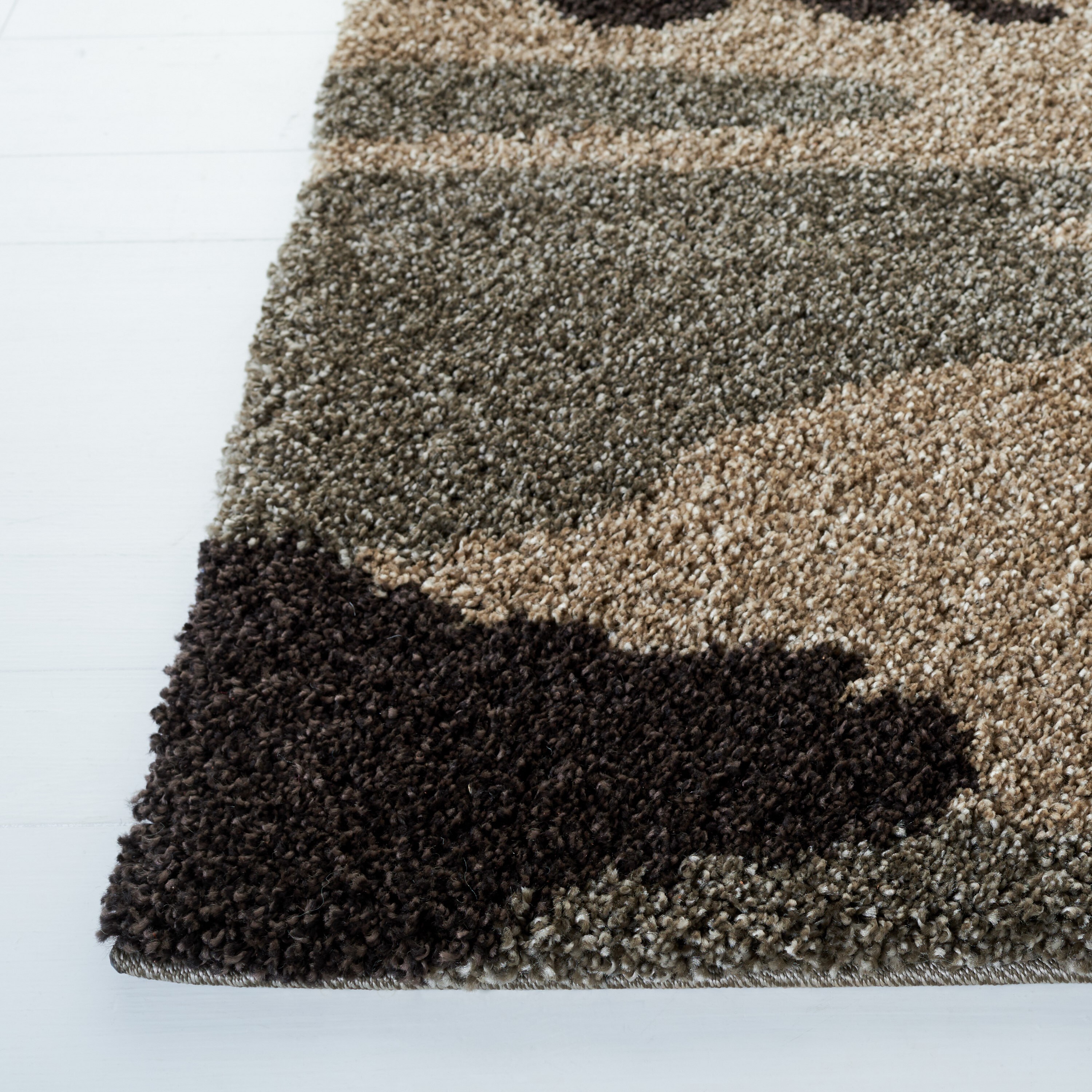 Gray and Beige Camouflage Shag 8' x 10' Area Rug