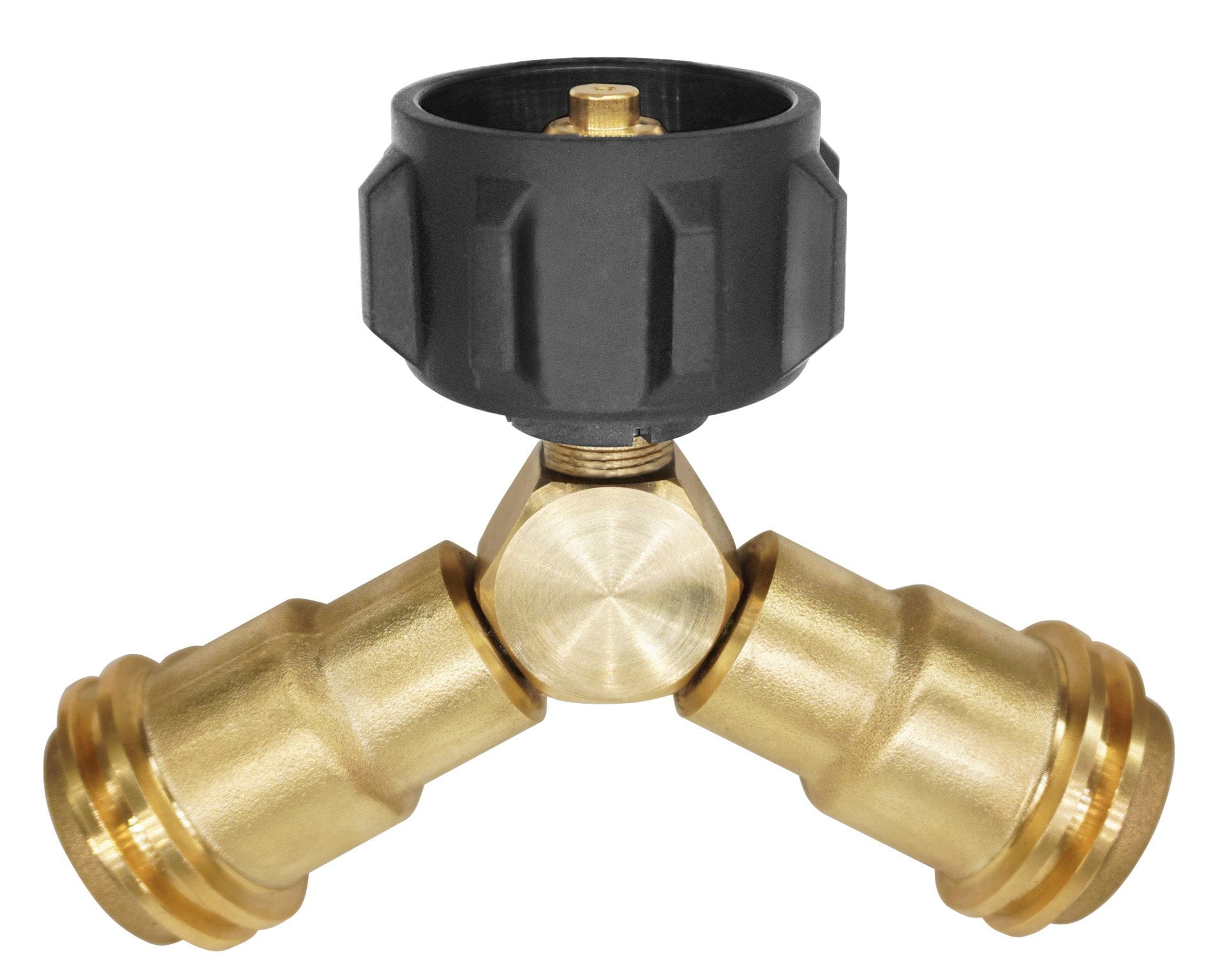 JVFCXXV  Propane Splitter Adapter Two Way LP Gas Tee Connector for 20lb Tank Cylinder Fits BBQ Grill Camping Stove Burner Heater Solid Brass