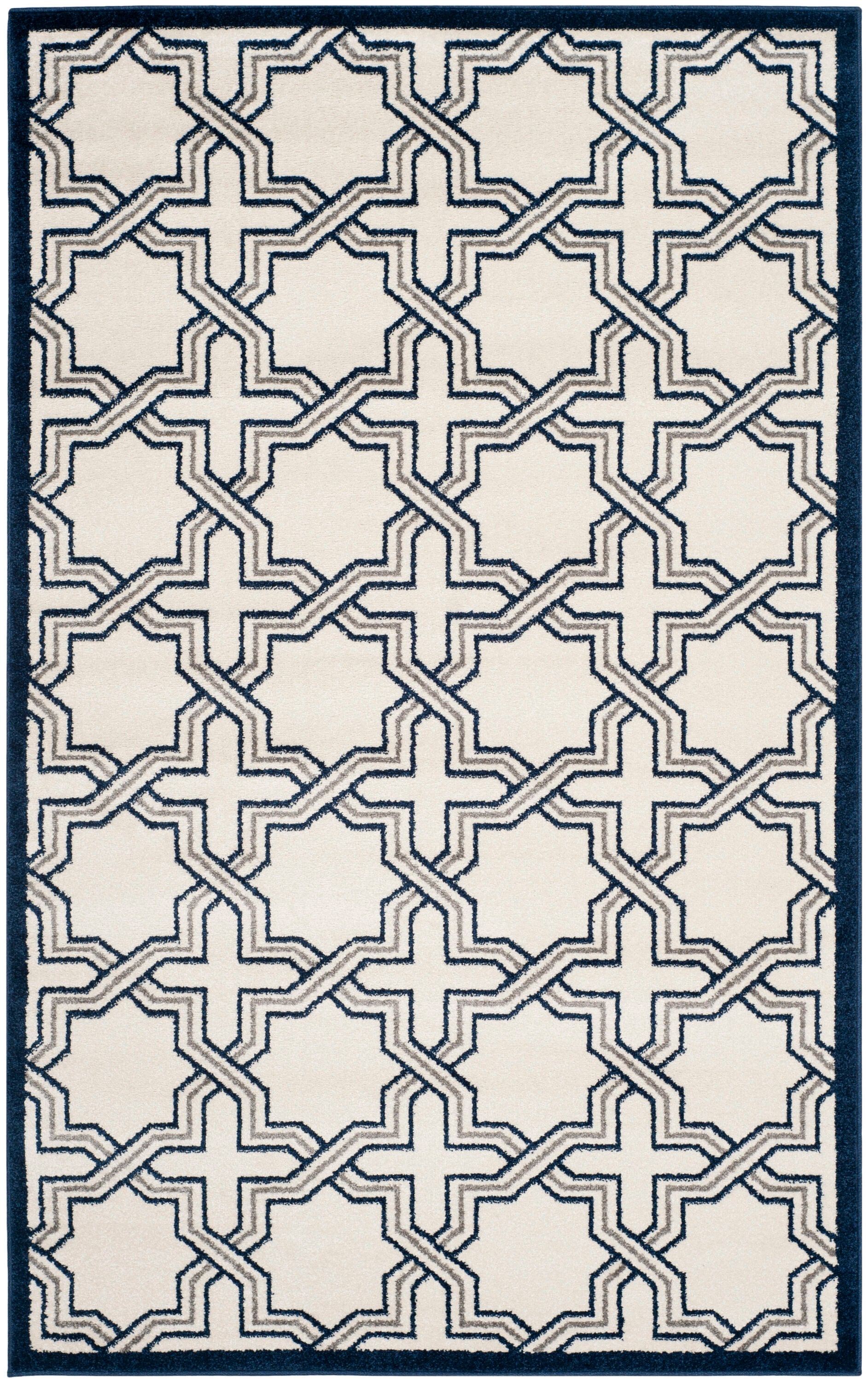 Safavieh AMT413M-5 Amherst Marco 5 x 8 (ft) Loomed Synthetic Ivory/Navy Rectangular Indoor Geometric Farmhouse/Cottage Area rug