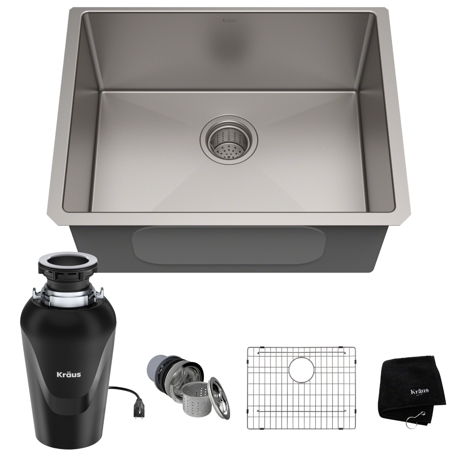 23-Inch Stainless Steel Single Bowl Undermount Kitchen Sink with Garbage Disposal