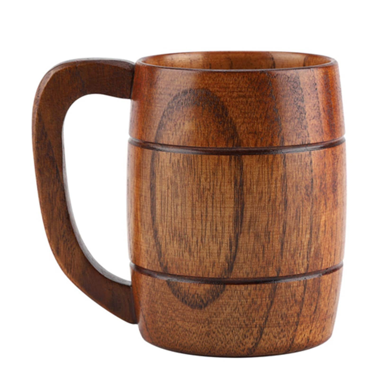 Aoibox  13 oz Handmade Wooden Beer Mug Viking Tankard Natural Wood Drinking Cup for Coffee Tea Water Camping