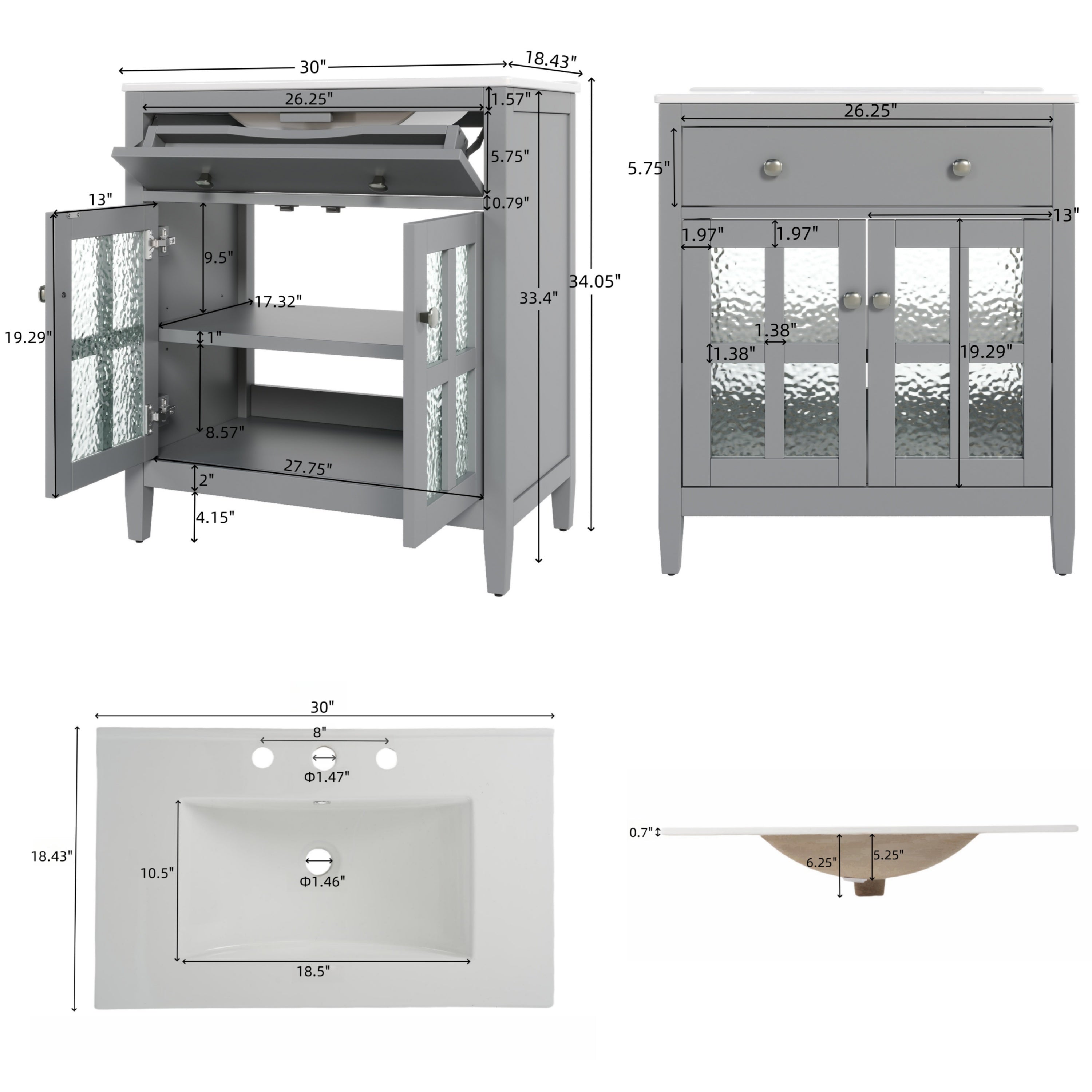Boyel Living BL-NE-6250G Bath-Vanity-Combo - View #2