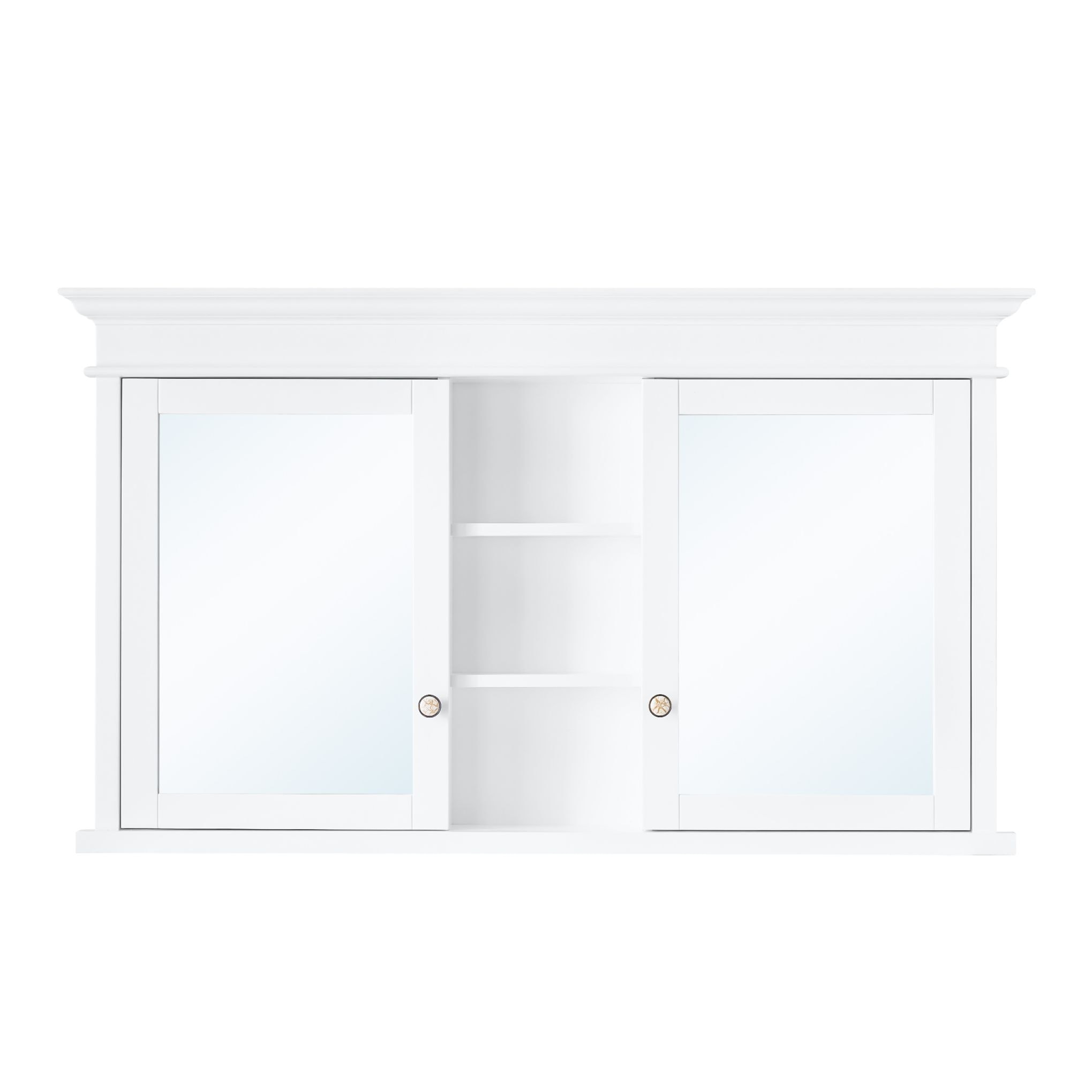 WELLFOR D5532MC-WT 55-in x 32-in Recessed Mount White Mirrored Rectangle Soft Close Medicine Cabinet