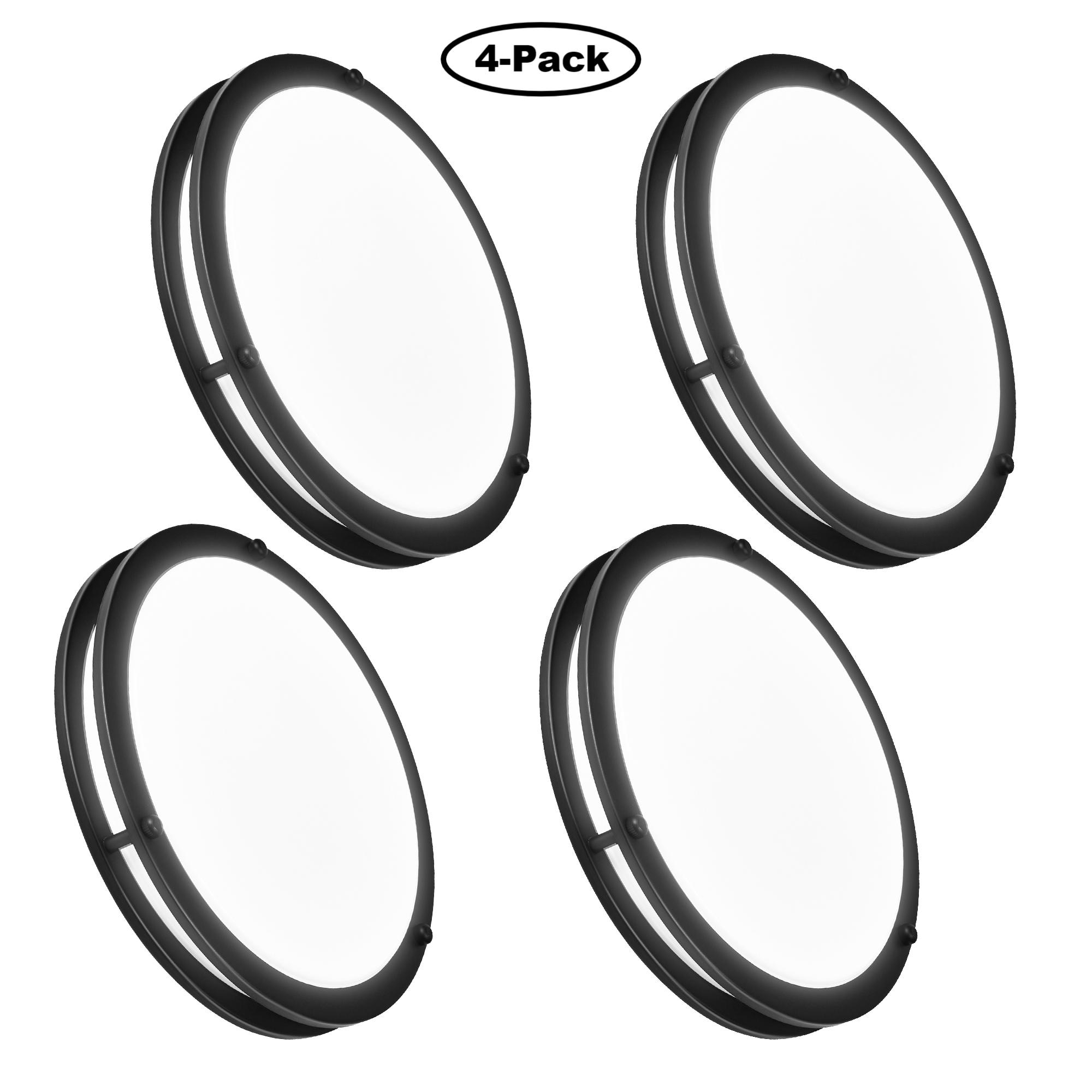 Hukoro 4FL54904-FM-BK 8-in Matte Black Integrated LED Flush Mount Light 4 -Pack