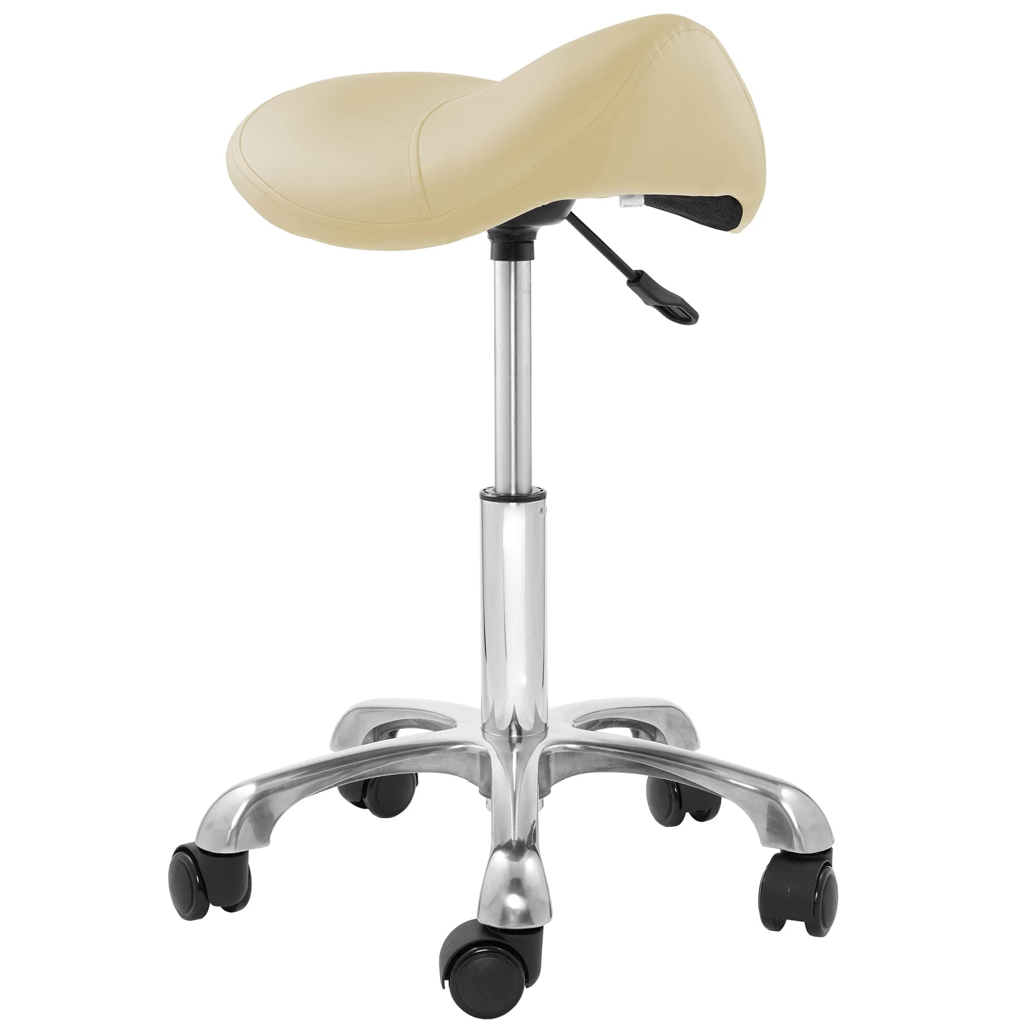 Saloniture SAL-STOOL-218-CREAM Adjustable - Rolling Spa Saddle Stool in Cream