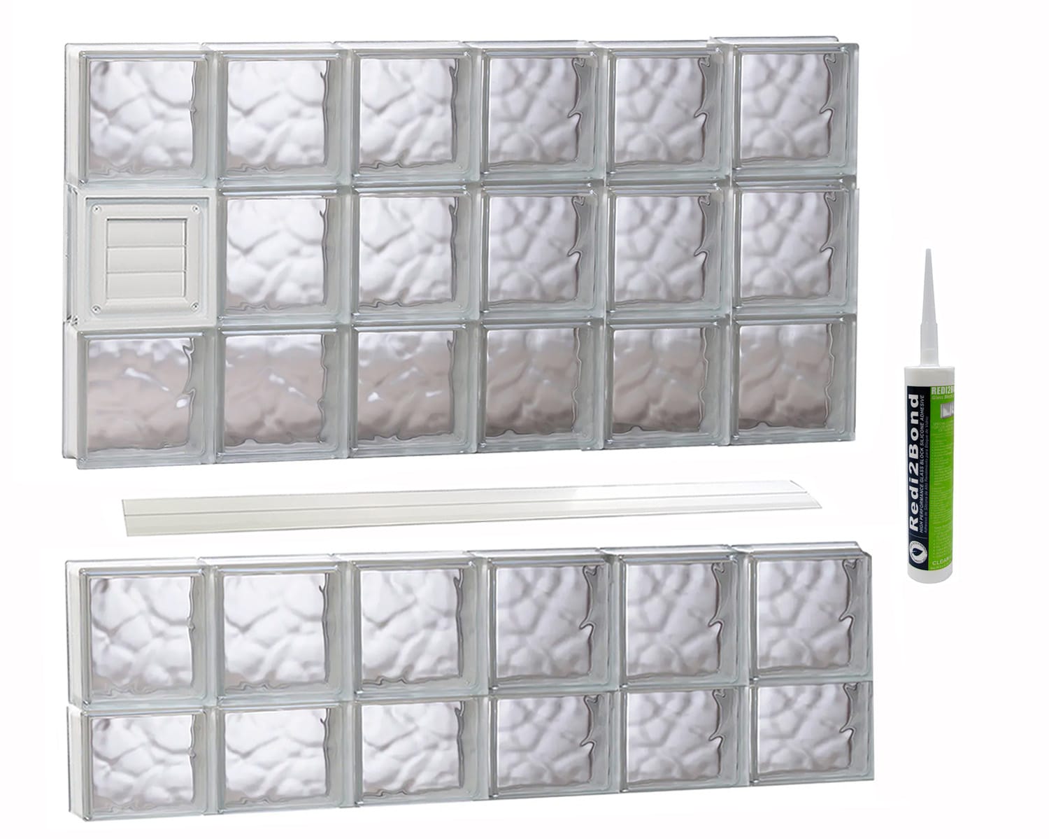 REDI2SET D4838DC Wavy Glass 46-1/2-in x 36-3/4-in Frameless Replacement Dryer vent Glass Block Window