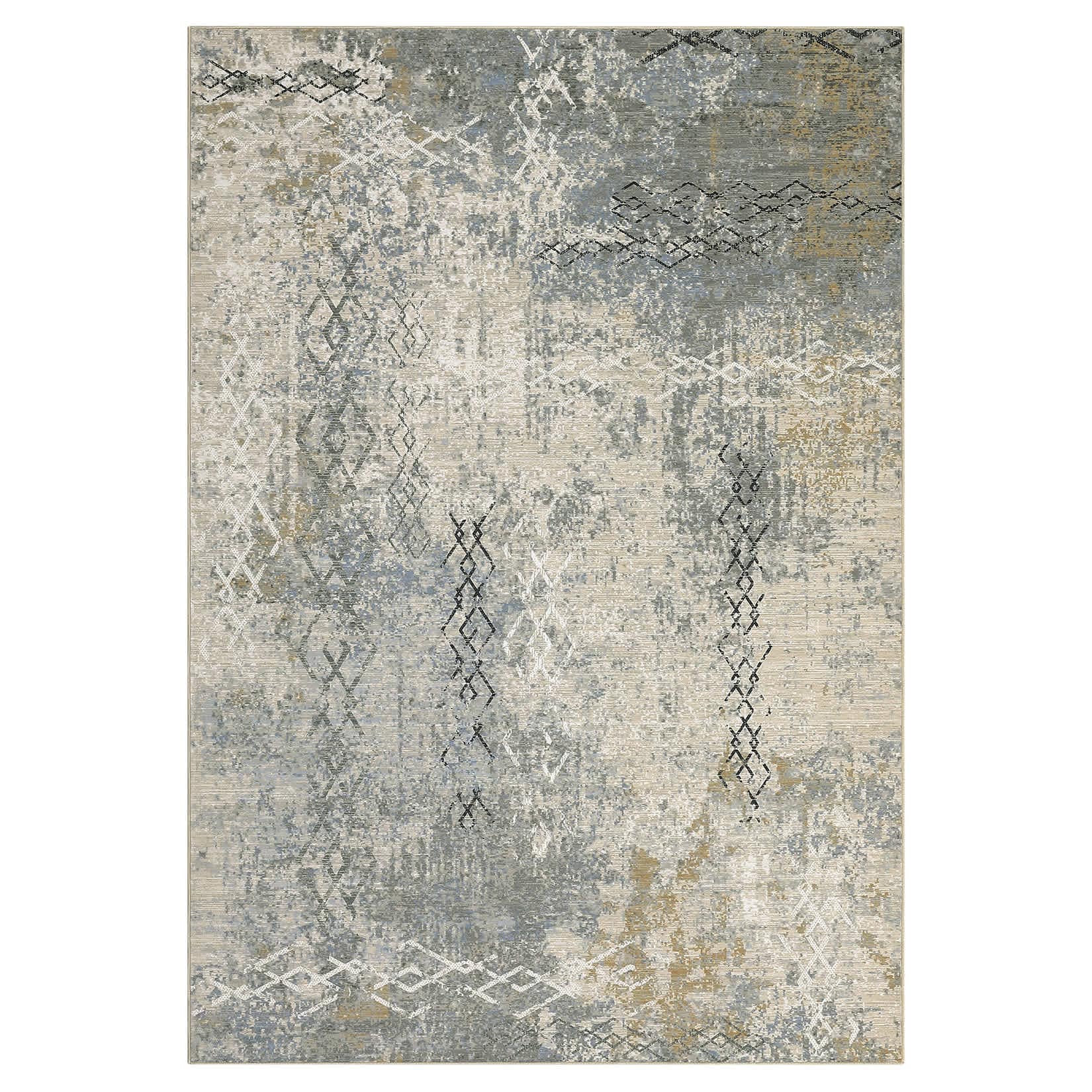 Qeetex LSN-PHO-13OVW1JE 9 x 12 ft Polyester Imitation Cashmere Beige Rectangular Hallway Bathroom Entryway Kitchen Office Foldable Iron Lock Glacier Printed Modern Washable Area Rug