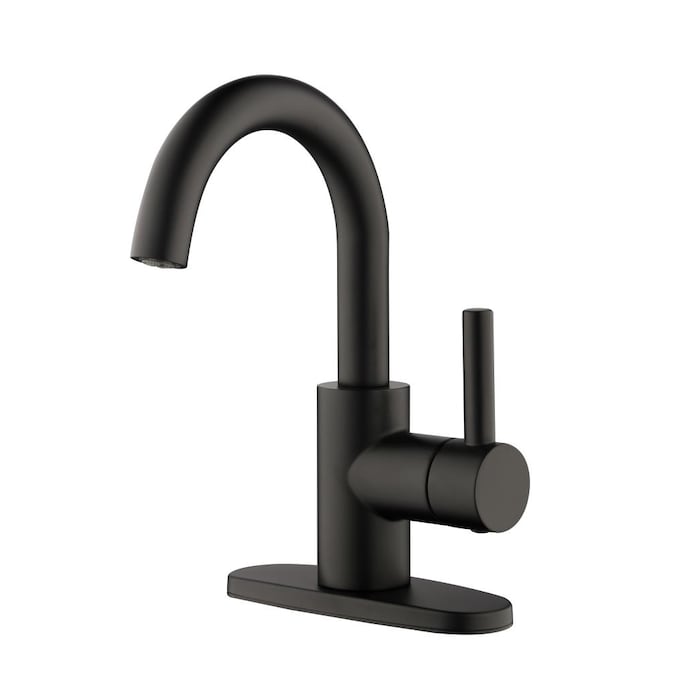 Jacuzzi Duncan Matte Black 1 Handle 4 In Centerset Watersense Bathroom Sink Faucet With Drain And Deck Plate The Faucets Department At Com - Black Bathroom Sink Faucet Centerset