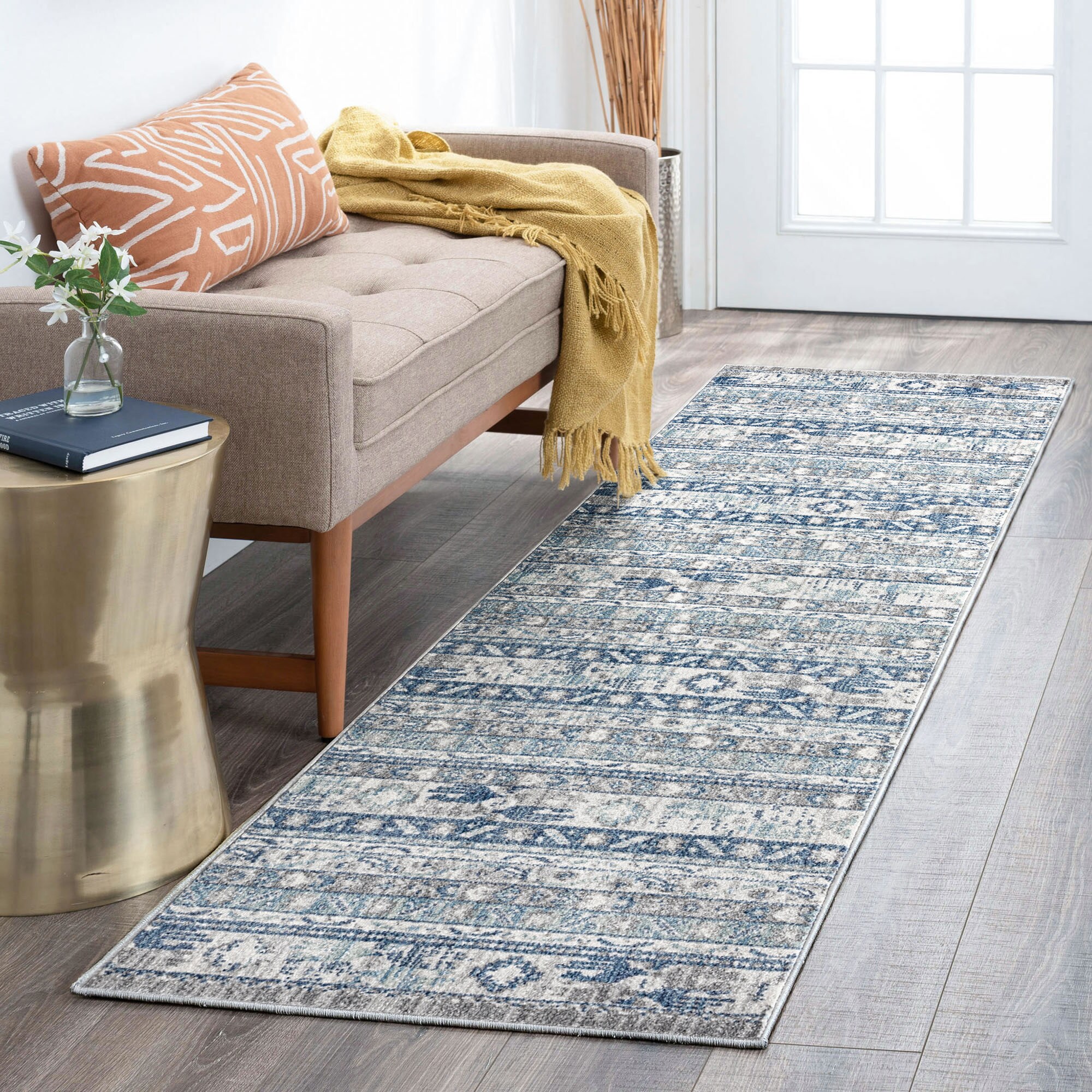 Tayse GRD6309 2X8 Garden 2 x 8 (ft) Loomed Polypropylene Gray Rectangular Indoor Runner rug