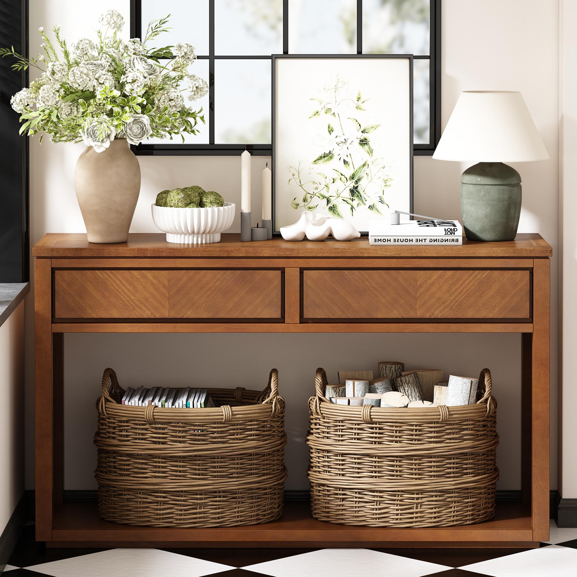 Bayfeve BF-314994D-IN Rustic Wooden Entryway Table Rustic MDF Console table