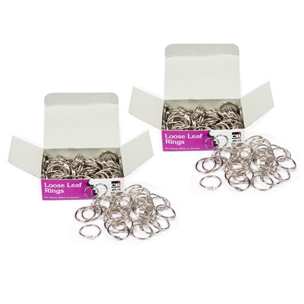 Charles Leonard Inc. CHLR19-2 Loose Leaf Rings, Snap Closure, Nickel Plated, 0.75-in, 100 Per Box, 2 Boxes