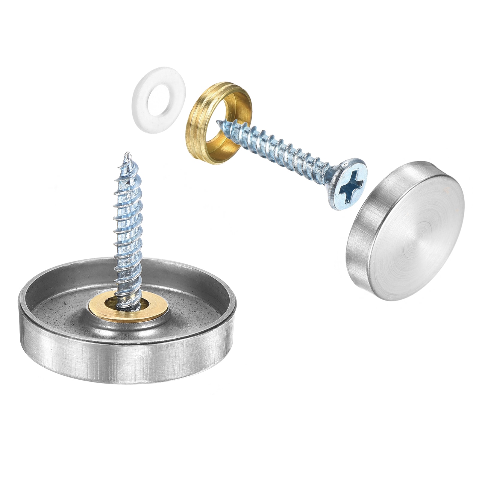 Unique Bargains 12pcs Screw Covers Caps 304 Stainless Steel Mirror Screws Decorative Caps Cover Nails Mirror Screws Fasteners for Sign Advertising Hardware Construction 25mm Diameter Silver #S26090801UX4177
