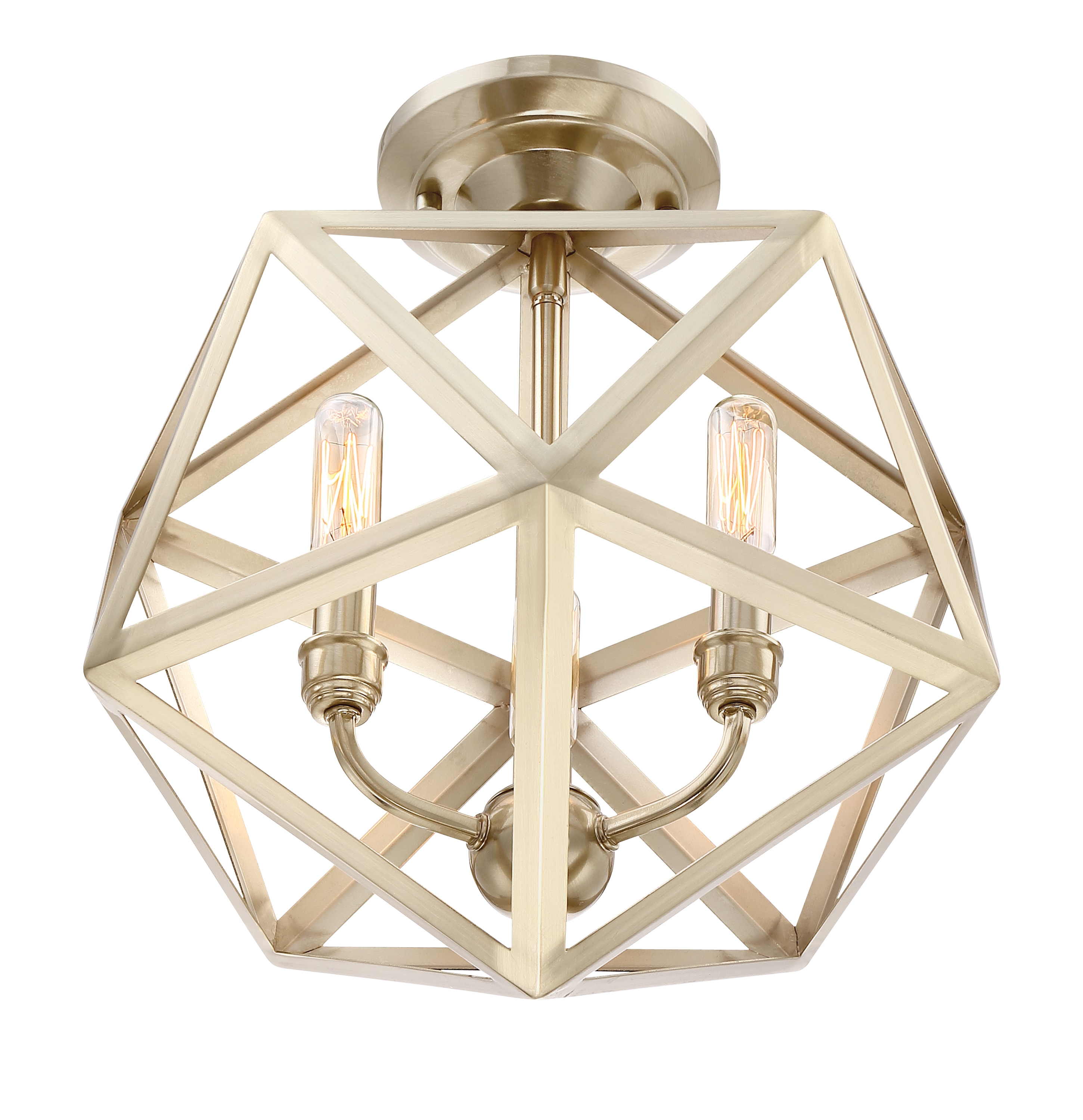 Quoizel Liberty Park 3-Light 13.125-in Gold Incandescent Semi-flush Mount Light  in the Flush Mount Lighting department at