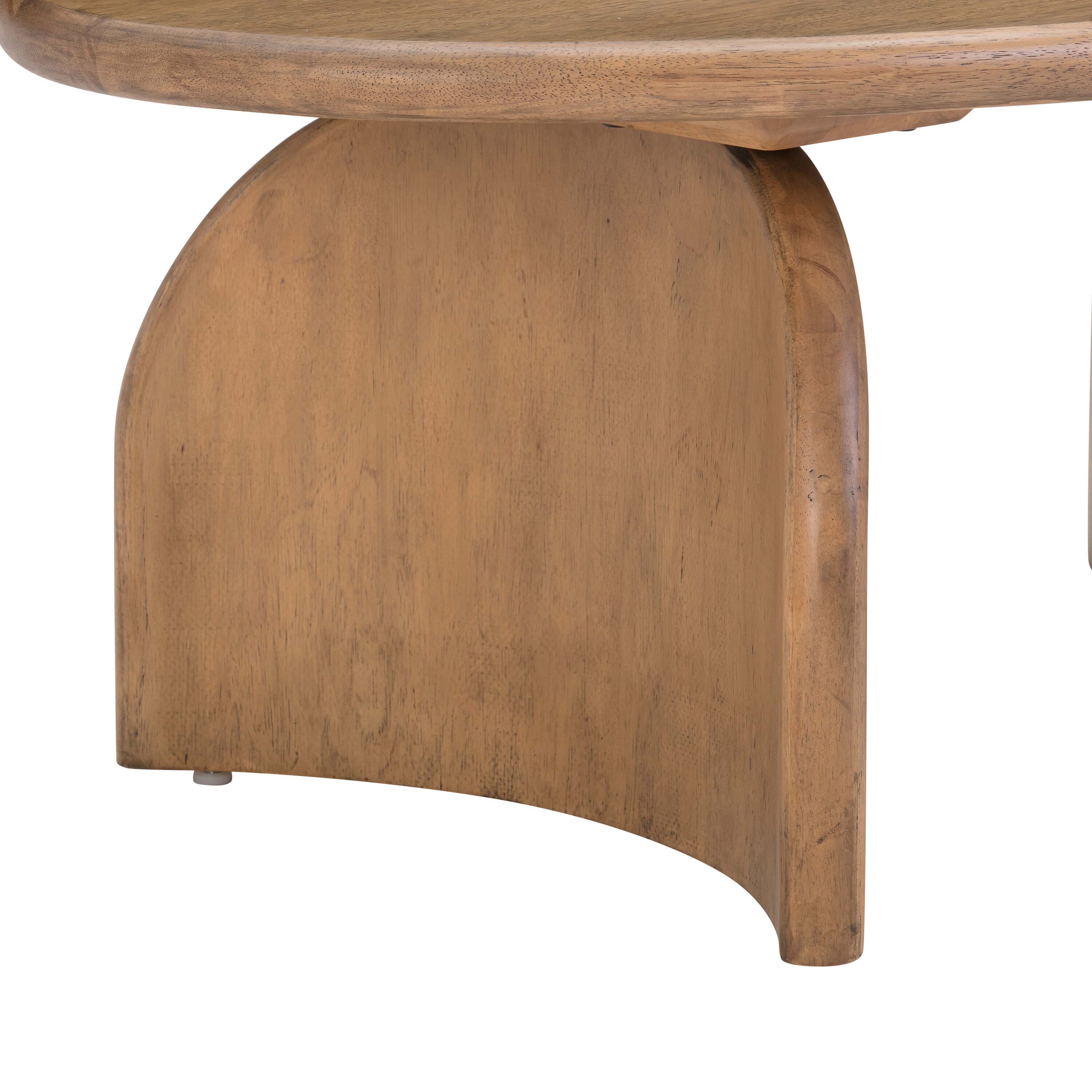 Contemporary Sofia Cognac Oval Wooden Outdoor Coffee Table with Storage