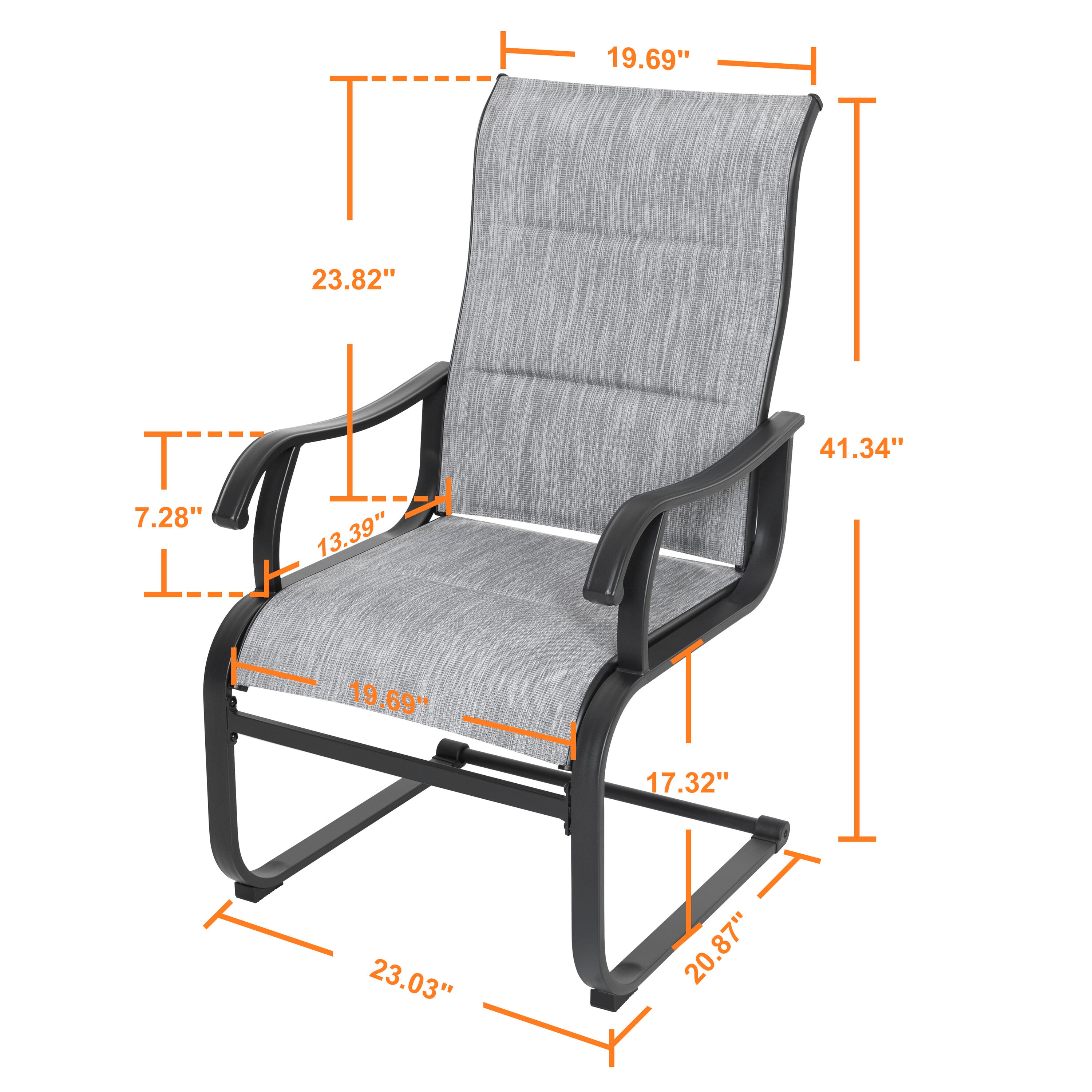 Nuu Garden Patio Chairs Set of 2 Light Gray Iron Frame Dining Chair ...