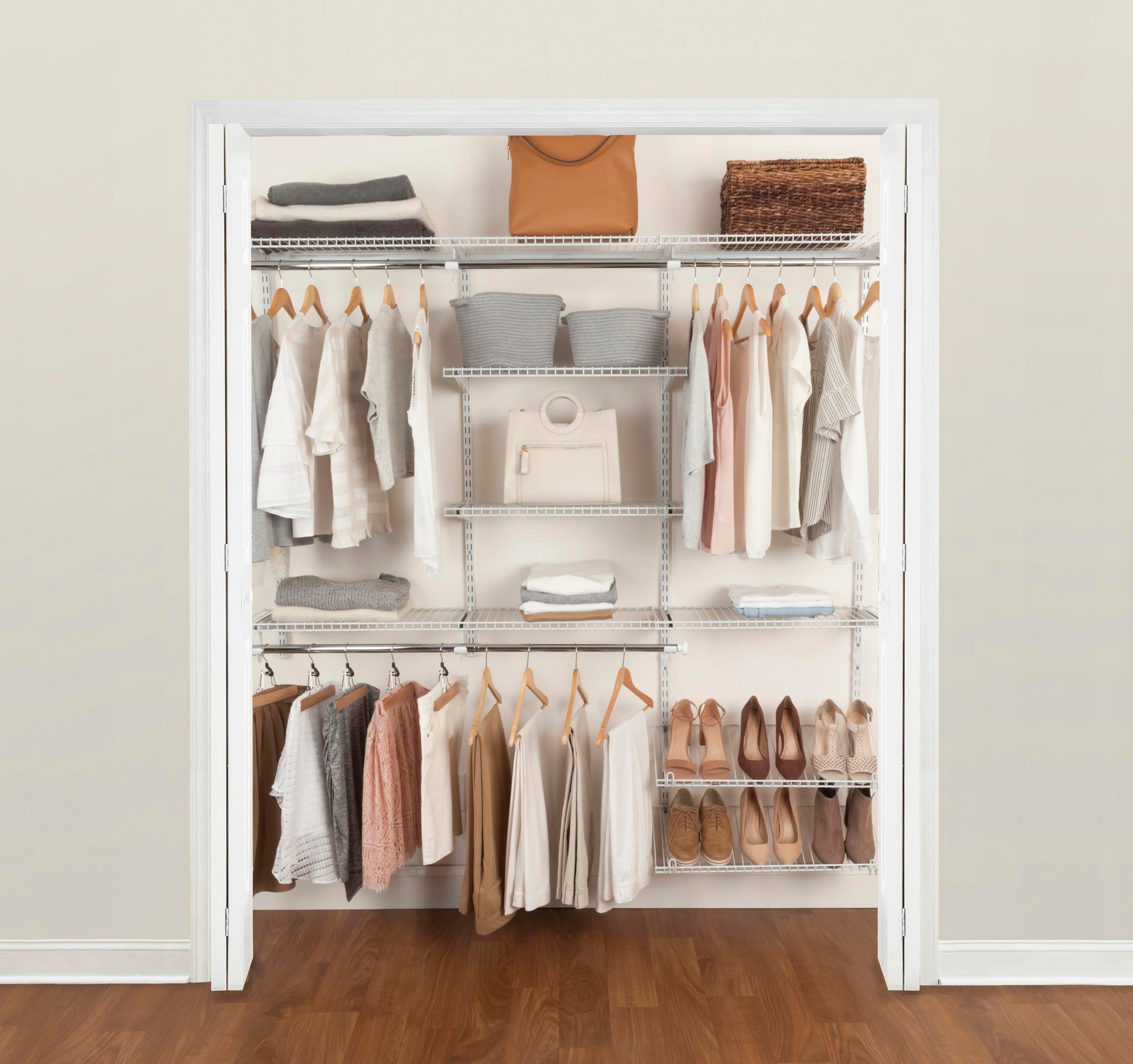 Rubbermaid Pantry 36 Closet Storage Organization System Kit, 4 Shelf  System for Pantry Storage, White