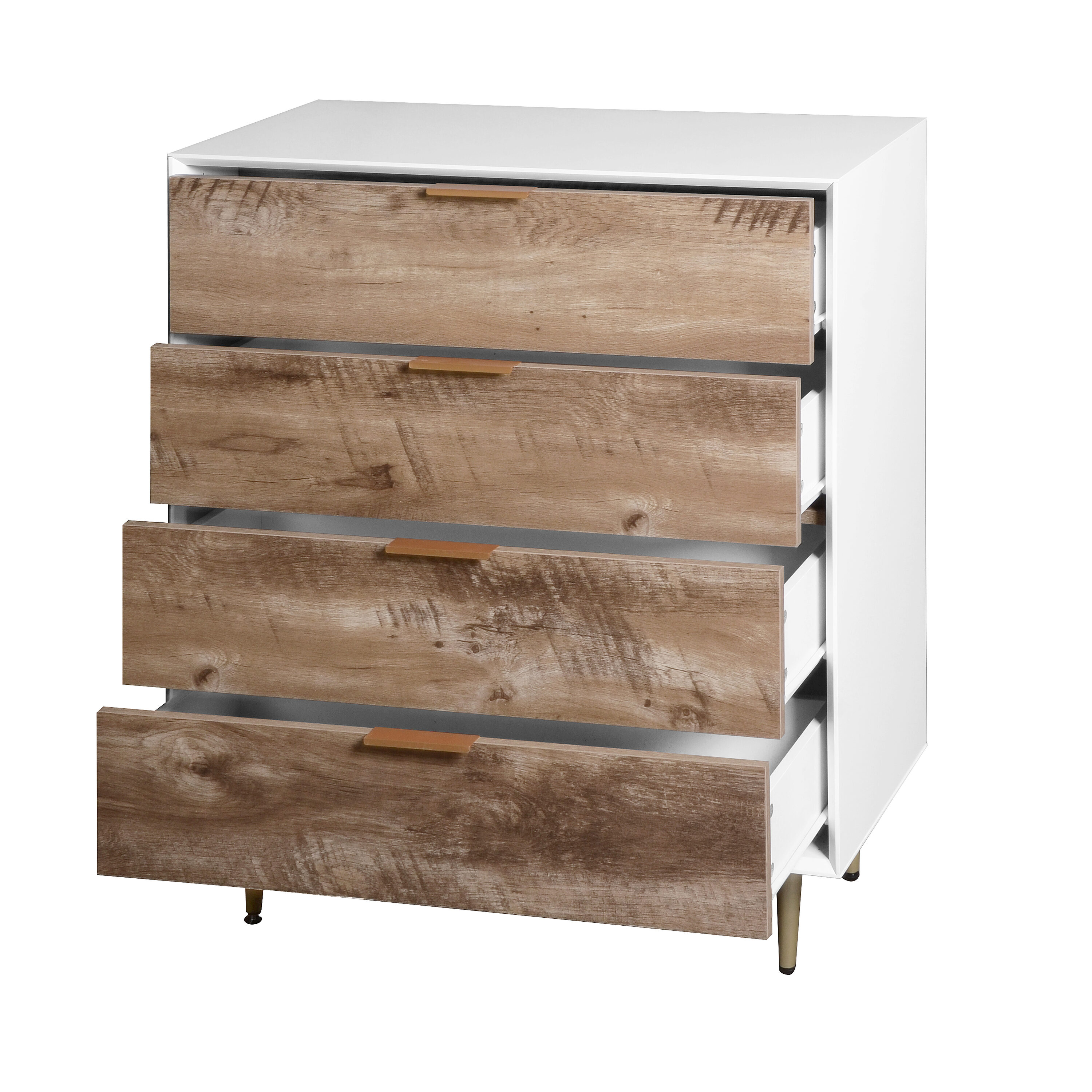 Bybafun YA4400024 White+Brown 4 -Drawer Standard dresser