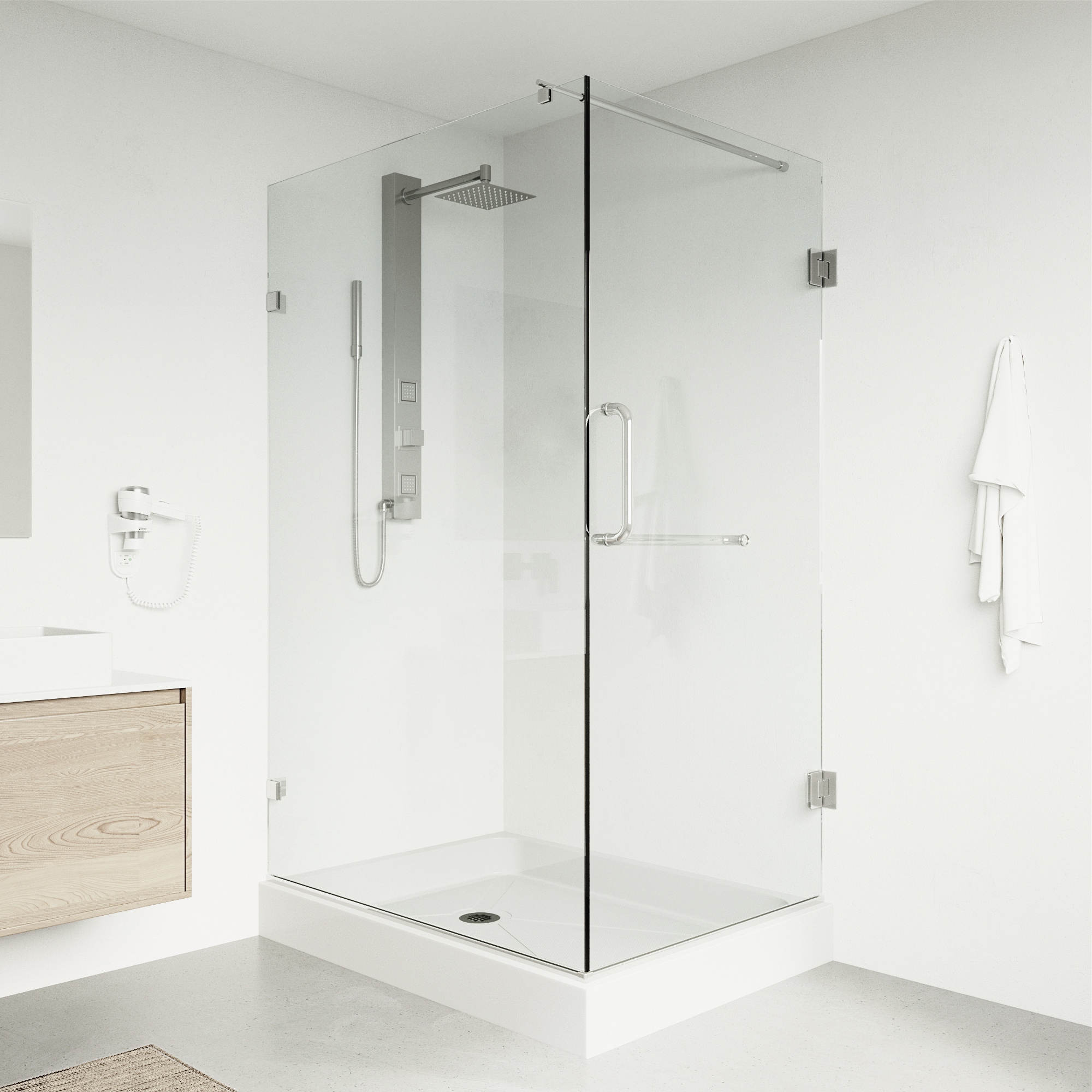 VIGO VG6012CHCL36WL Pacifica 2 -Piece 36-in W x 48-in L x 79-in H Rectangular Corner shower kit ( Left Drain) Base and Door Included Chrome Hardware Included