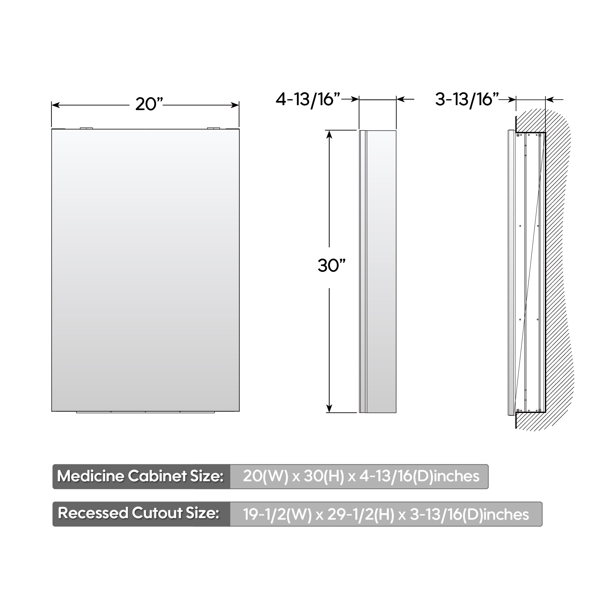 Forclover MRW-JG2030LR Bathroom-Medicine-Cabinets - View #5