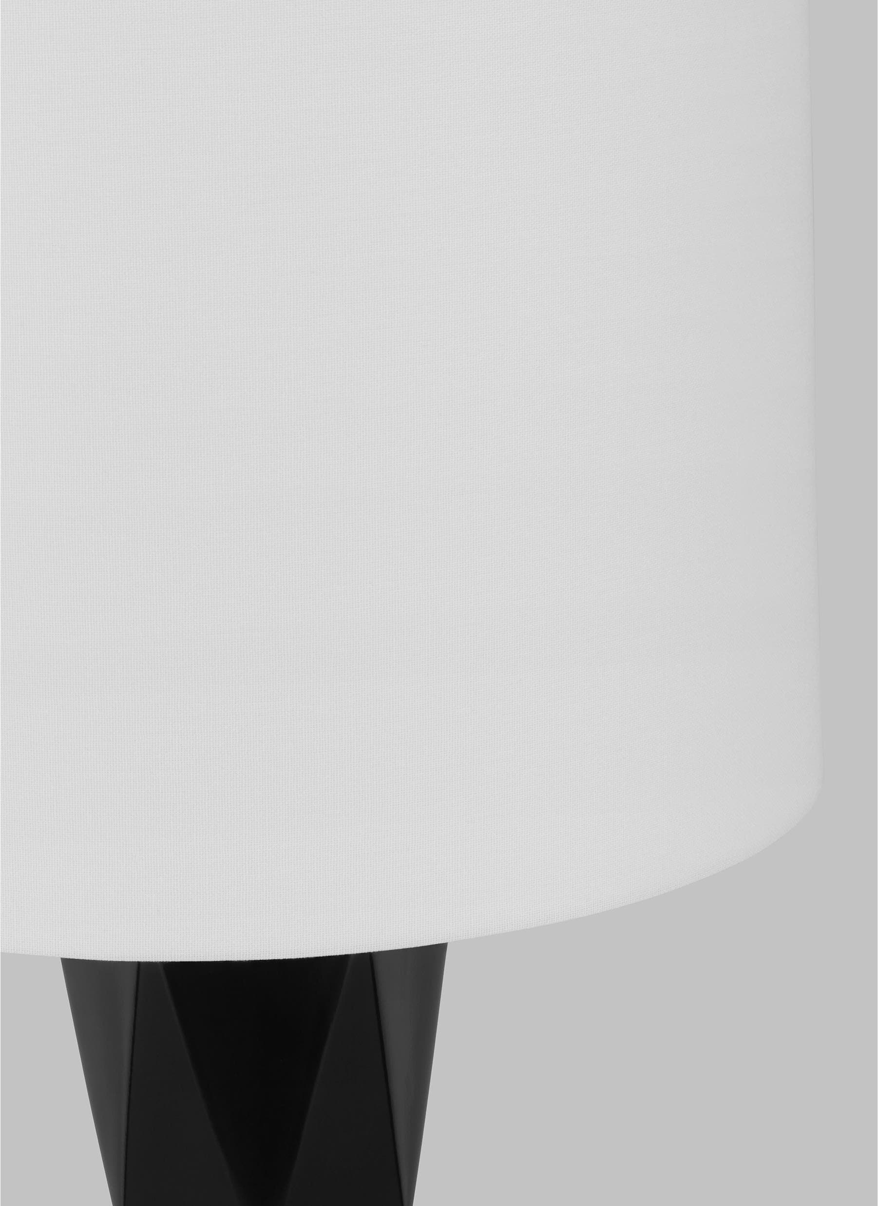 Gloss Black Resin Table Lamp with White Linen Shade