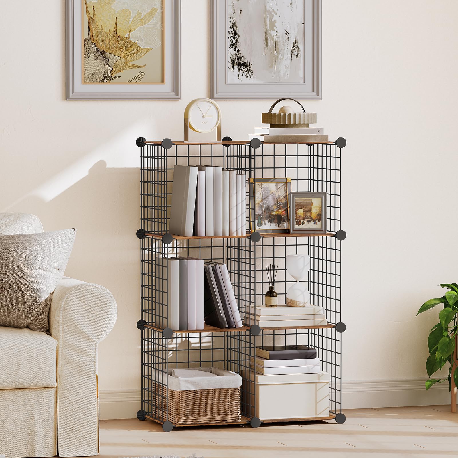 Misopily Wire Cube Storage Organizer 6 Cube Shelves Modular Metal Grid ...