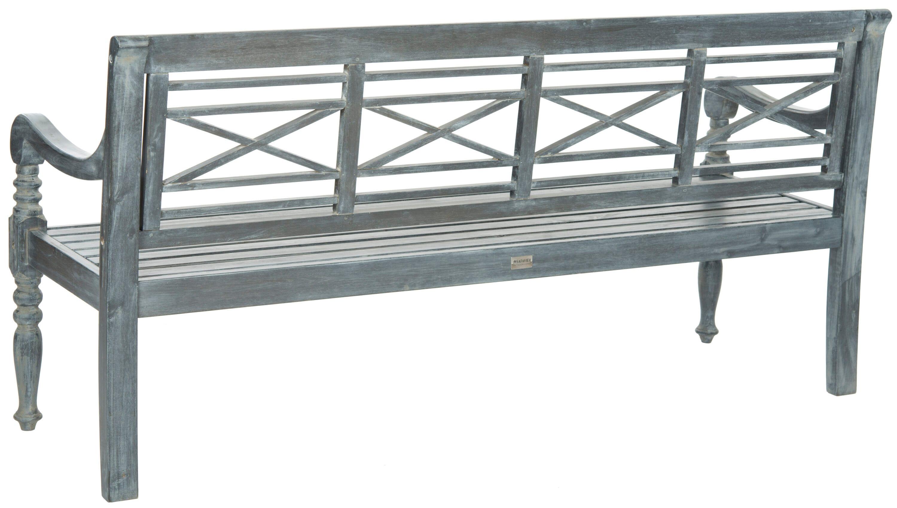 Safavieh PAT6704A Karoo 70.1-in W x 34.3-in H Ash Gray Acacia Traditional Bench
