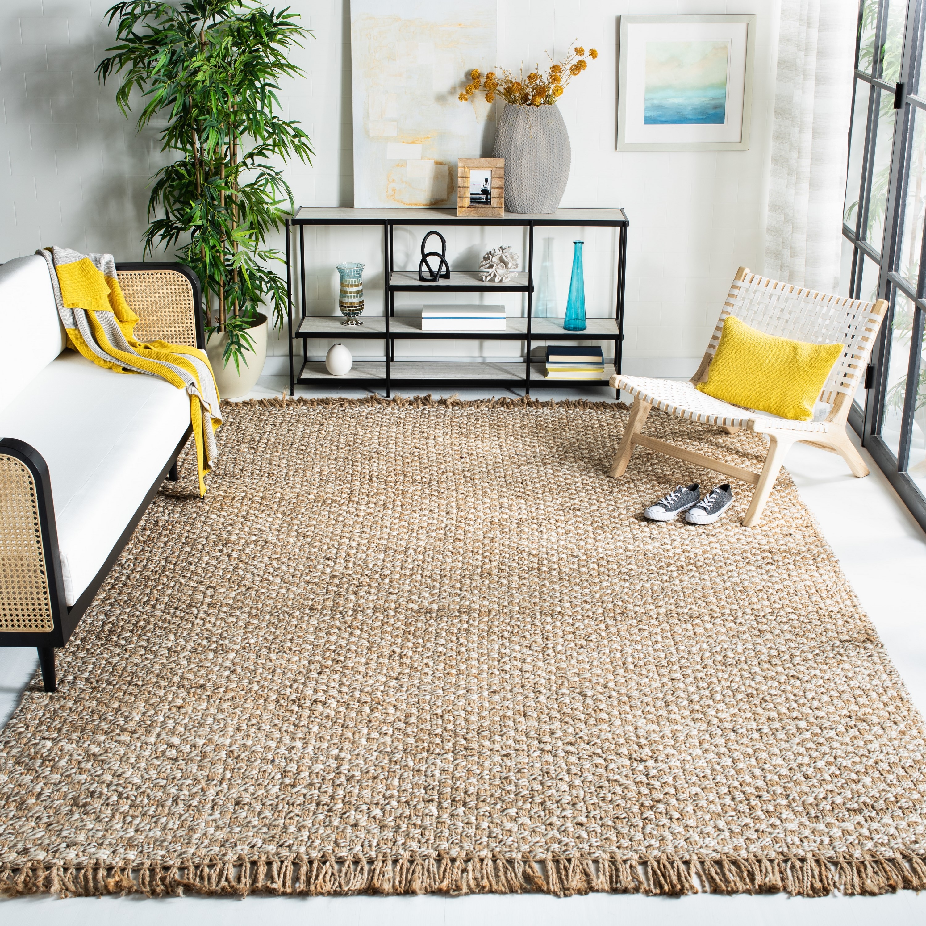 Safavieh NF868B-8 Natural Fiber Port 8 x 10 (ft) Jute Natural/Gray Rectangular Indoor Solid Coastal Area rug
