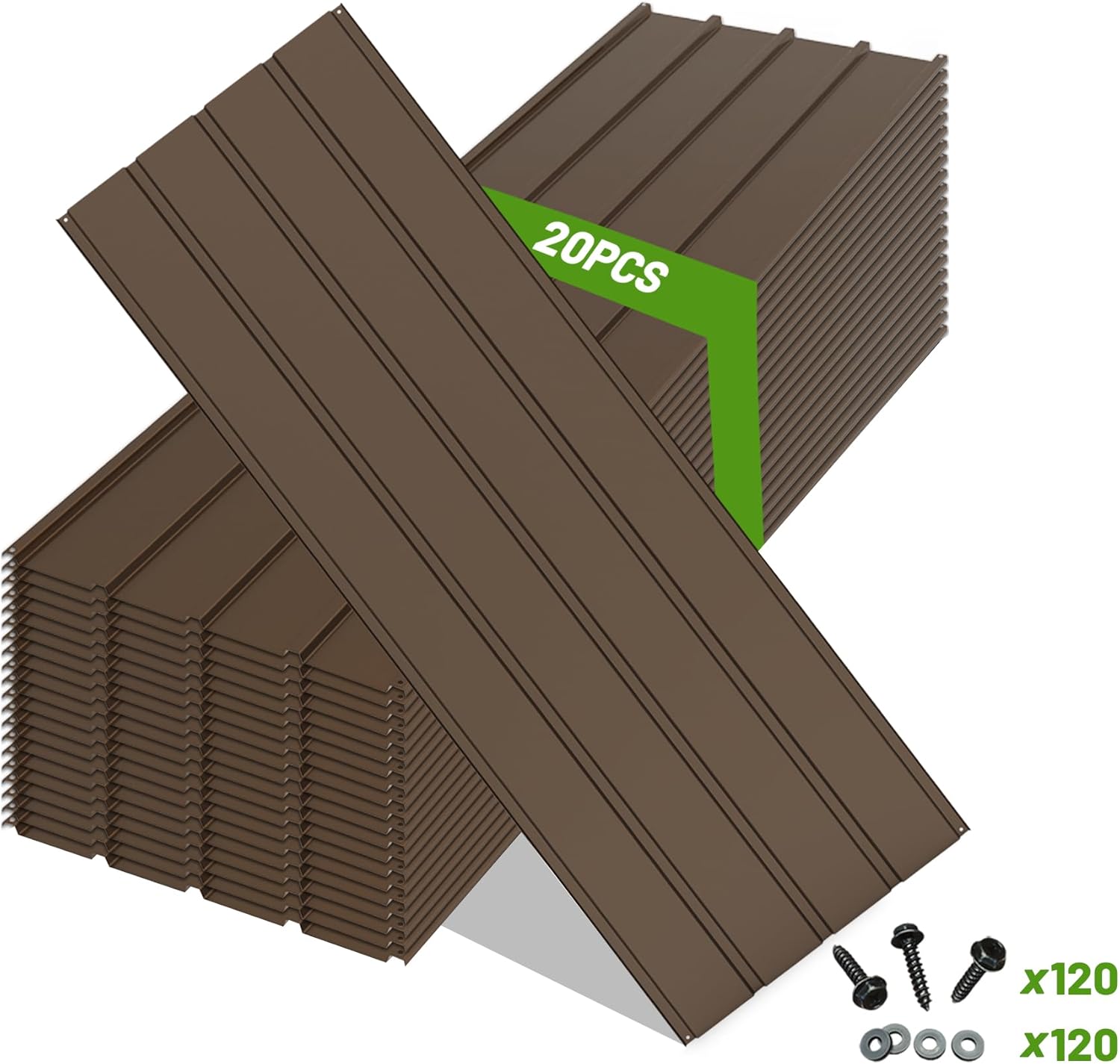 Dexmalle  20PCS Brown Metal Roofing Panels