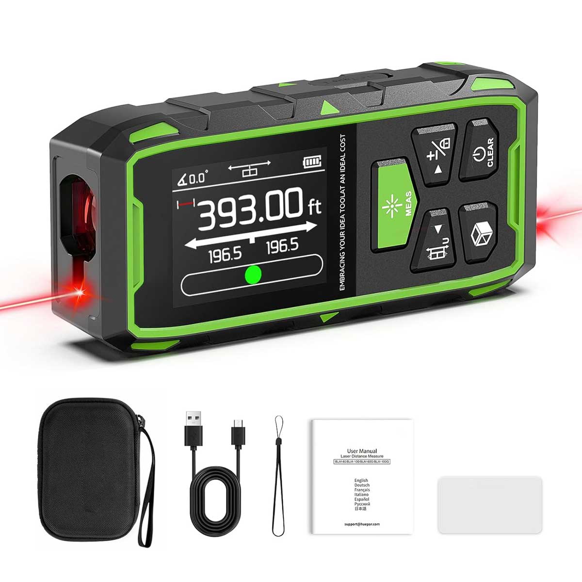 Aoibox Professional Dual Laser Measuring Tool 393ft Rechargeable Bilateral Laser Measurement Digital Room Measure Devices with Angle Sensor Magnetic Back #LABMT21035