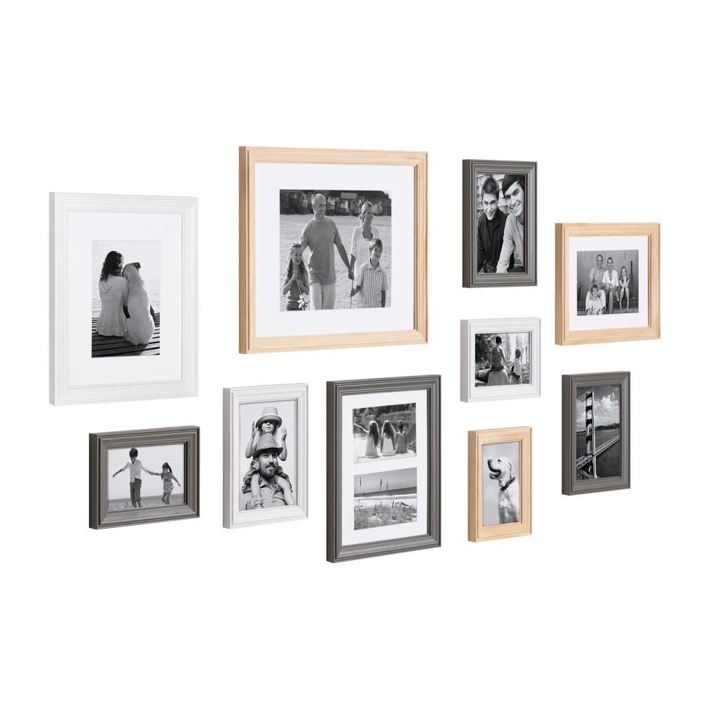 Kate and Laurel Calter Modern Wall Picture Frame Set, Rose Gold 16x20 matted  to 8x10, Pack of 3 