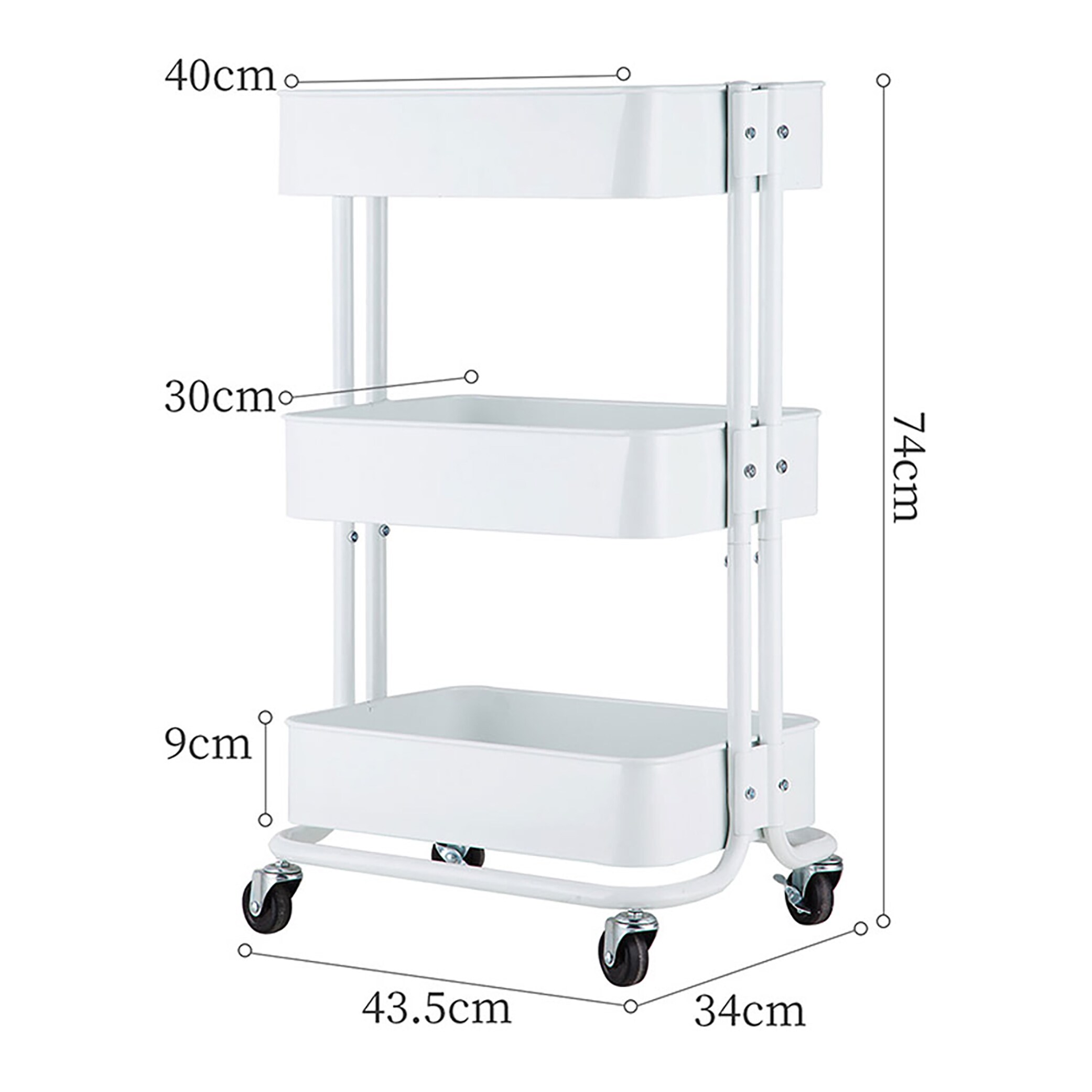 CAXXA 3-Tier Rolling Metal Storage Organizer