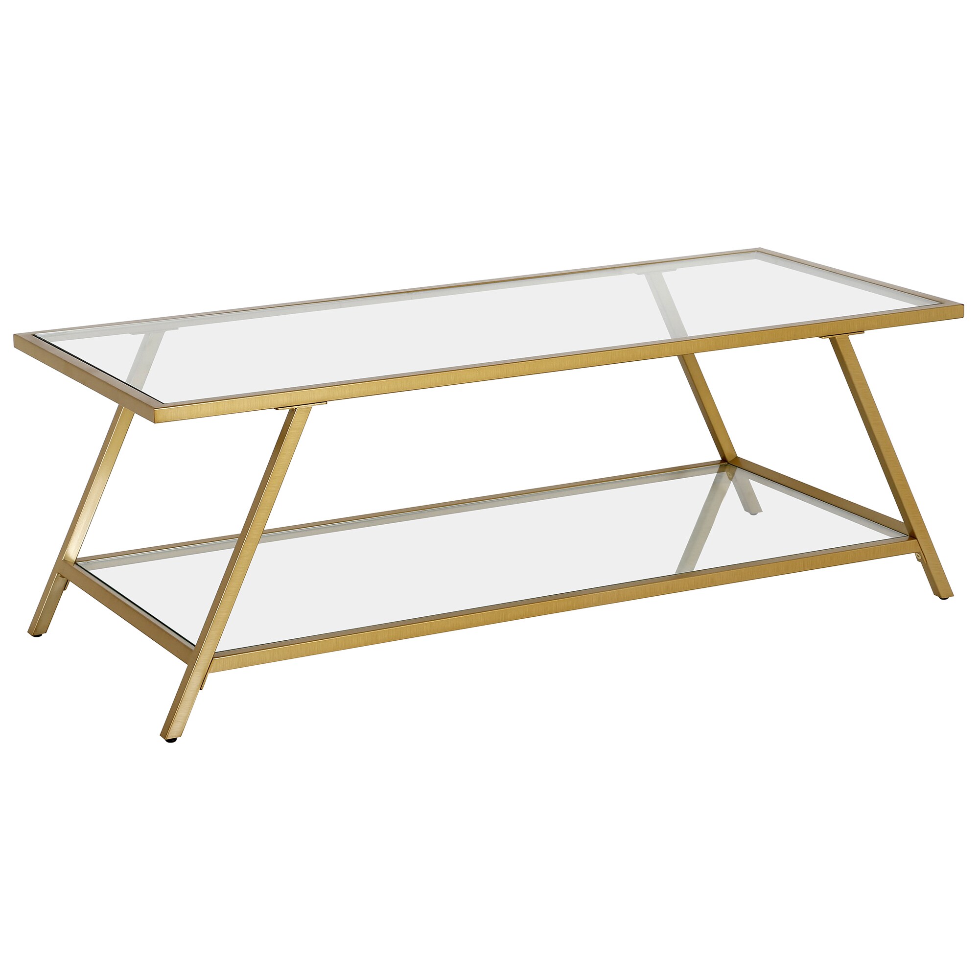Hailey Home CT1217 Yair Brass Glass Industrial Coffee Table