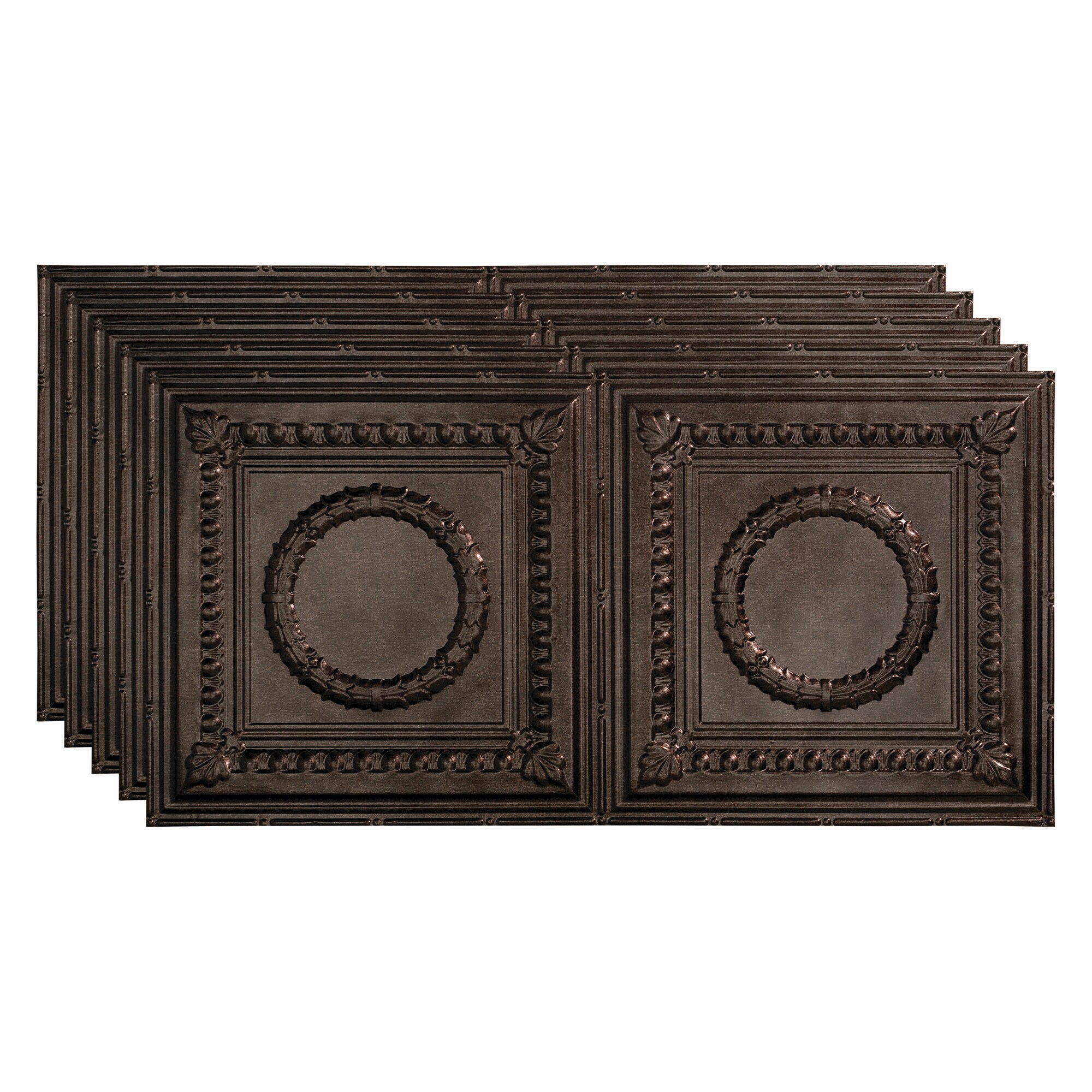 Fasade PG5427 4-ft x 2-ft Rosette Smoked Pewter PVC Surface-mount Ceiling Tile ( 5 -Pack, 40-Sq. Feet / Case )