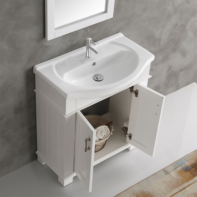 Fresca Hartford 30-in White Single Sink Bathroom Vanity with White ...
